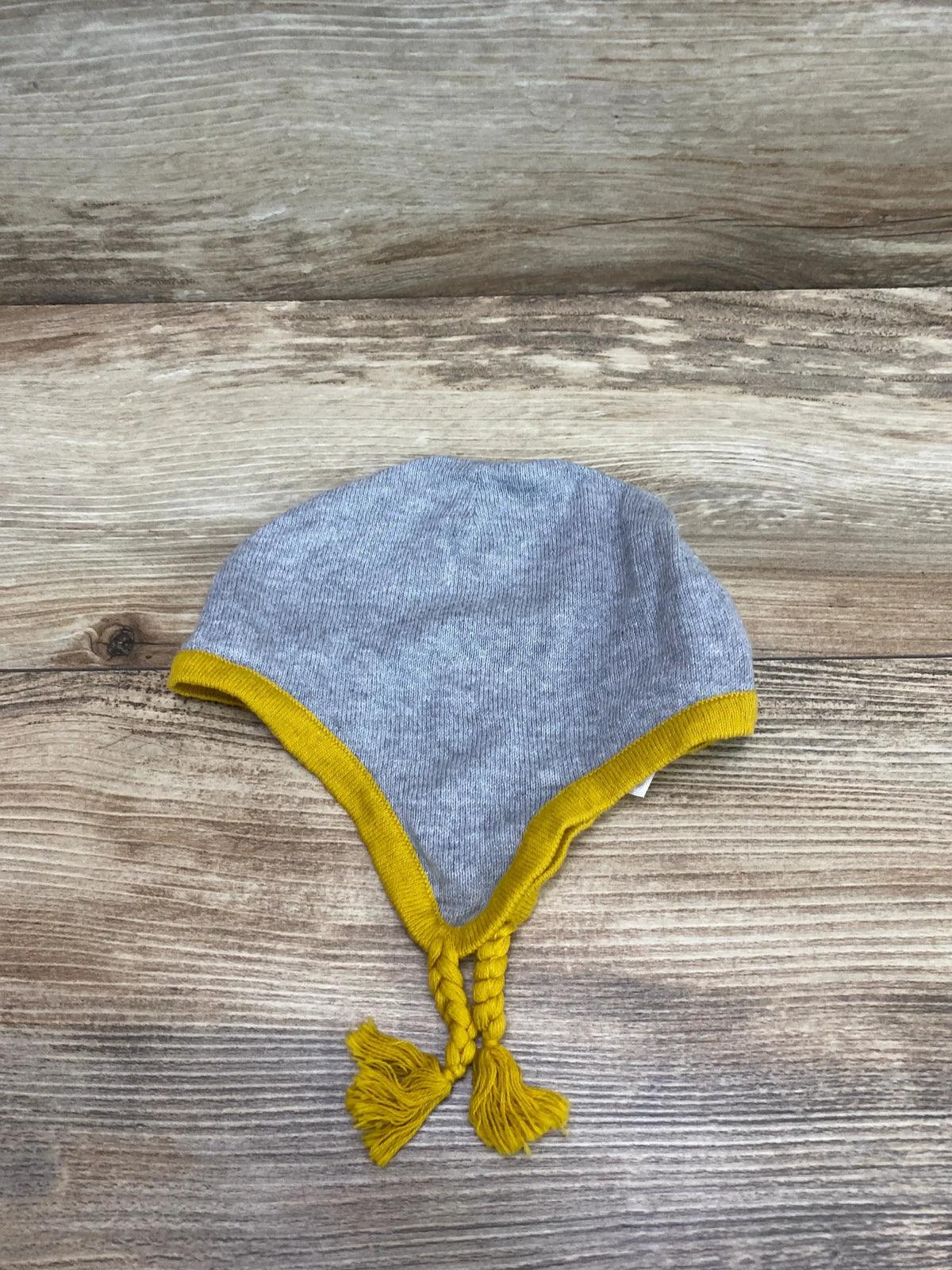 Angel Dear Knit Pilot Hat With Ear Flaps Grey/Yellow Sz 6-12 - Me n Mommy To Be