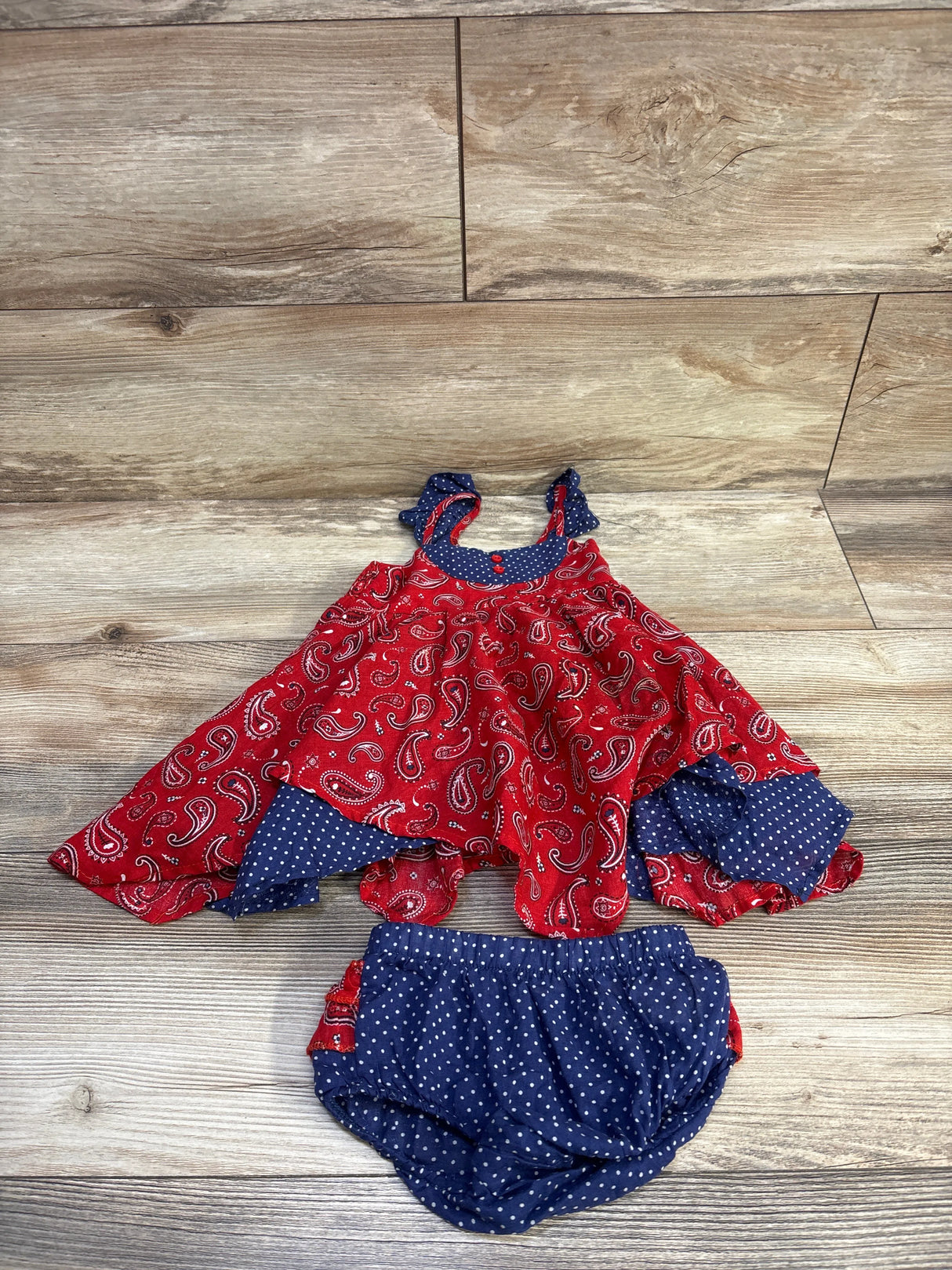 Nannette Baby 2pc Paisley Print Dress & Bloomers Set Red sz 12m