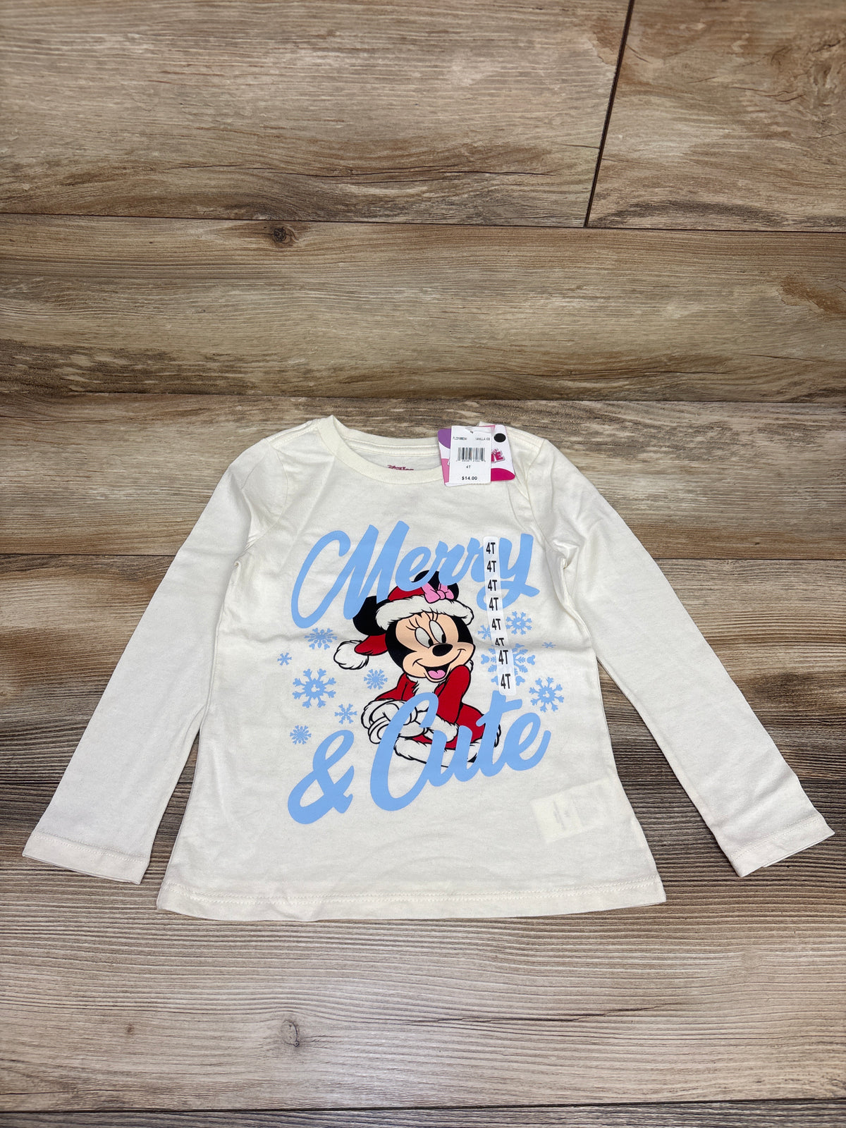 NEW Disney Junior Merry & Cute Long Sleeve Shirt Ivory sz 4T