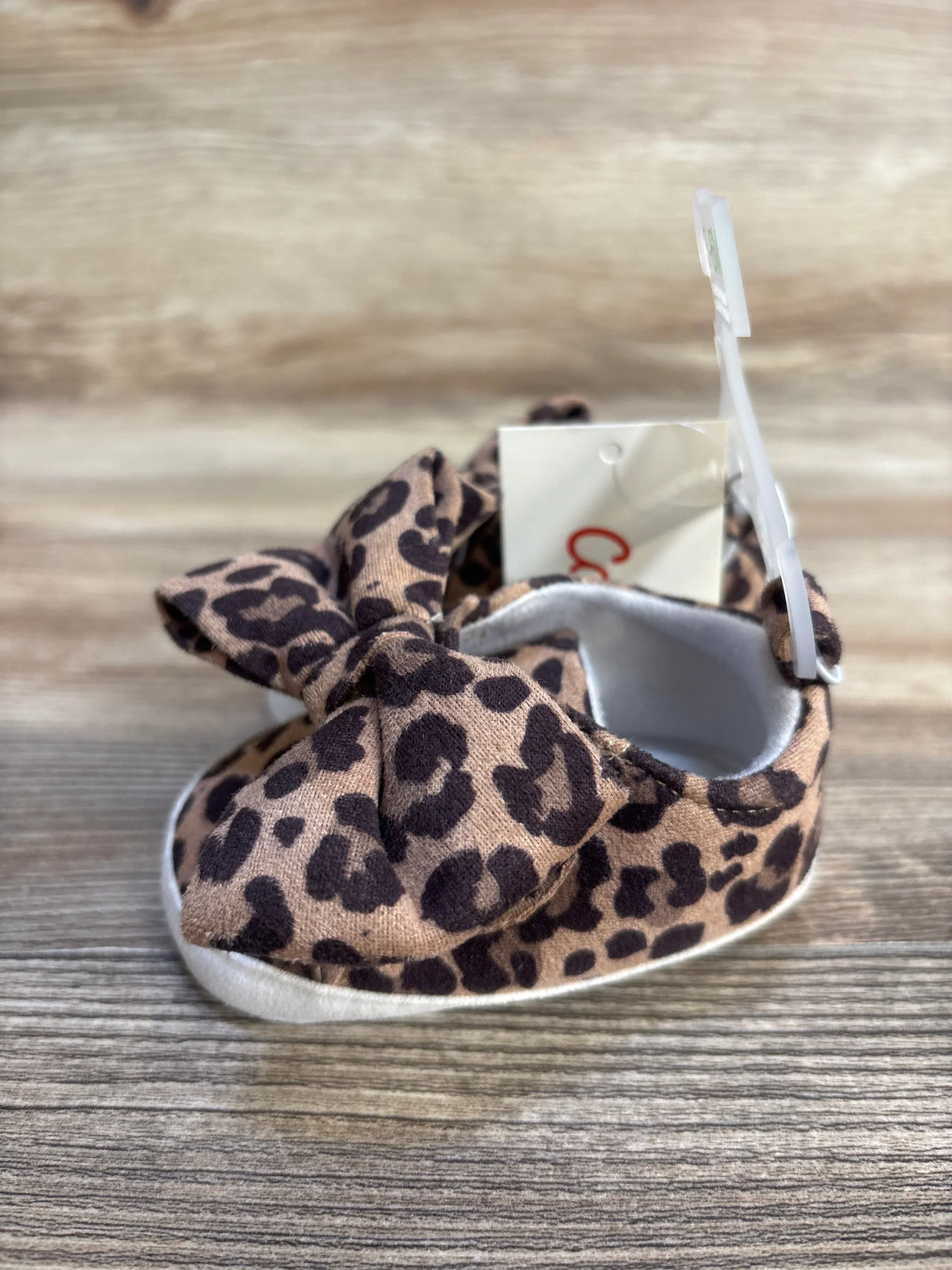 Leopard print baby shoes with bow, soft sole for infants, resale kids clothing