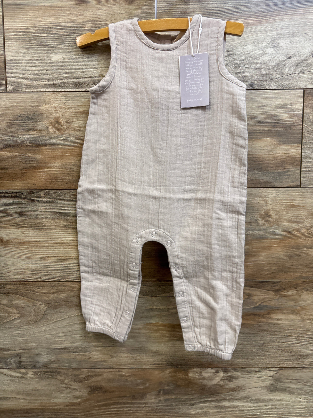 NEW La Petit Lapin Muslin Cotton Sleeveless Jumpsuit in Pewter sz 18m