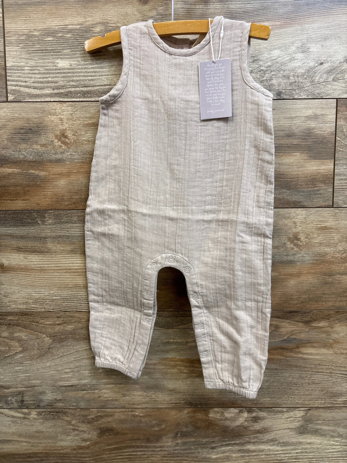 NEW La Petit Lapin Muslin Cotton Sleeveless Jumpsuit in Pewter sz 18m
