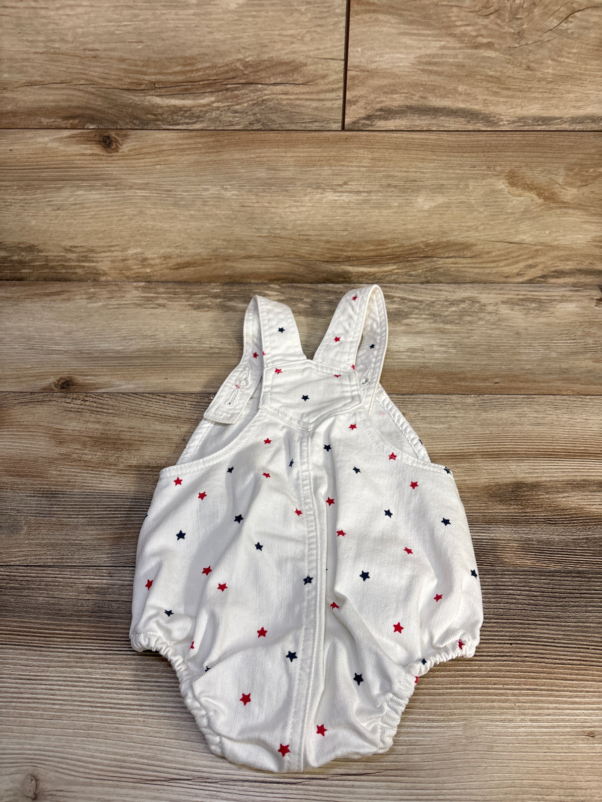 Old Navy Star Print Denim Bubble Shortalls White sz 18-24m