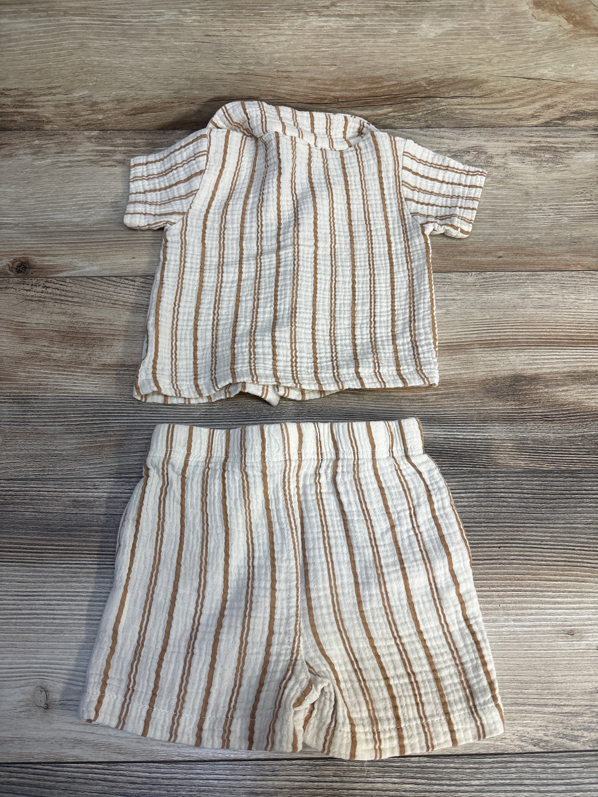 Rabbit Bear Organic 2pc Gauze Shirt & Shorts Set Beige sz 18m