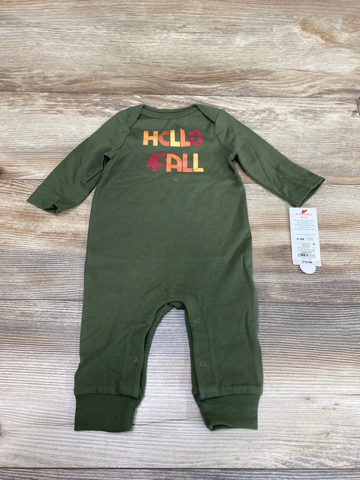 NEW Cat & Jack Hello Fall Coverall Green sz 0-3m - Me n Mommy To Be