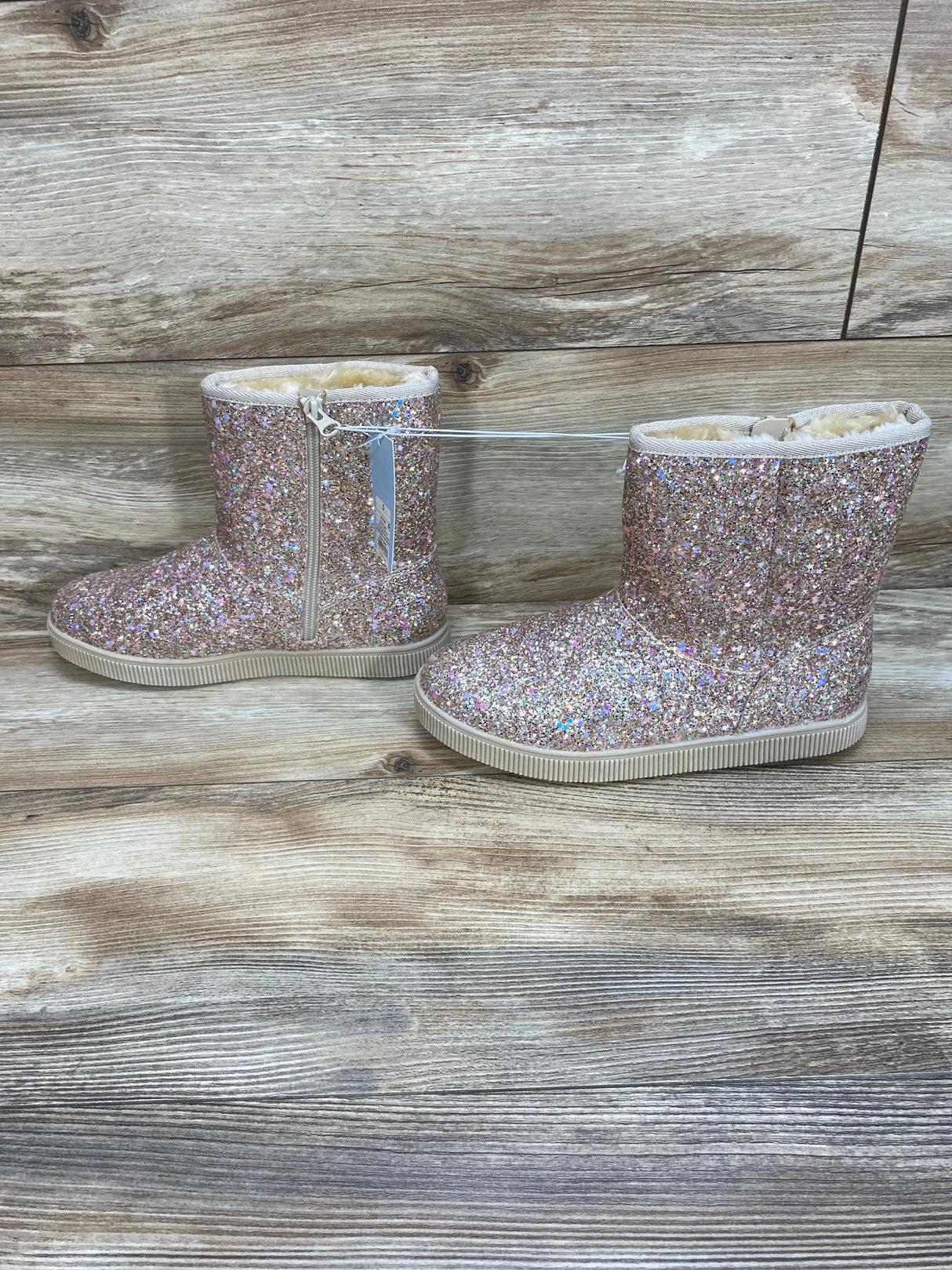 NEW Cat & Jack Holland Shearling Style Boots Gold Sz 5Y - Me n Mommy To Be