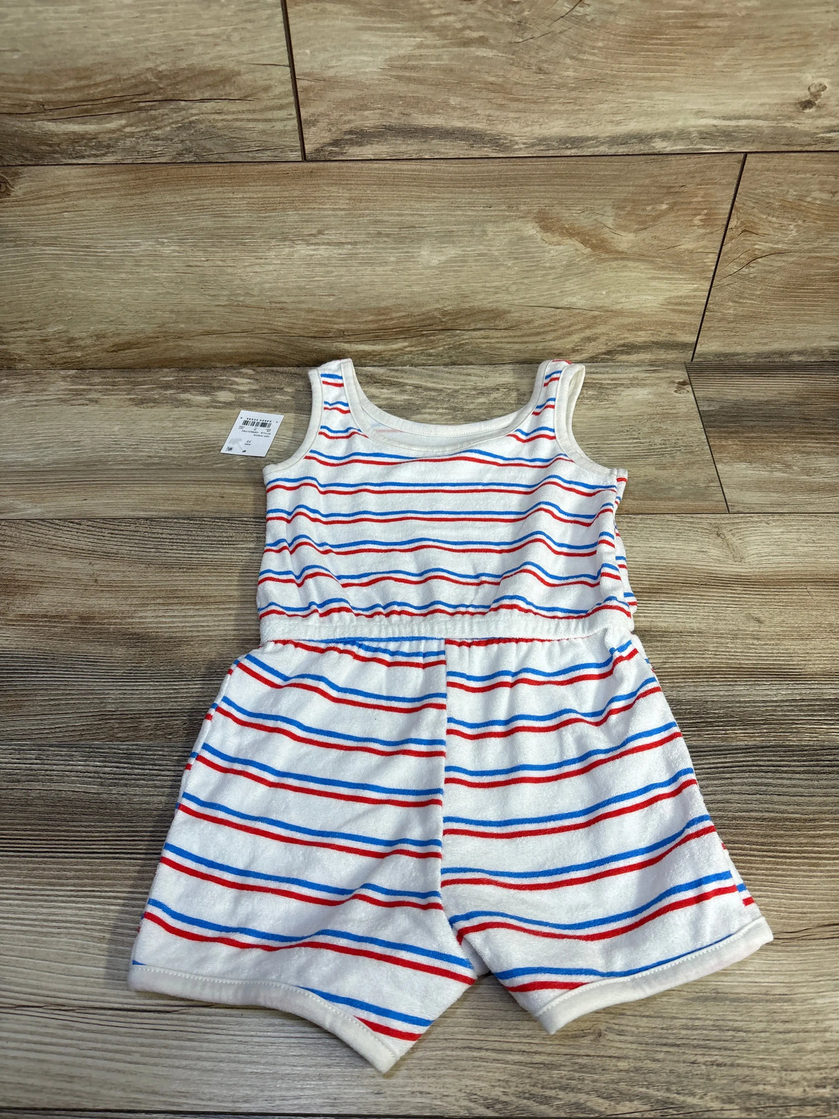 NEW Barbie Striped Terry Cloth Cherry Tank Romper White sz 3T