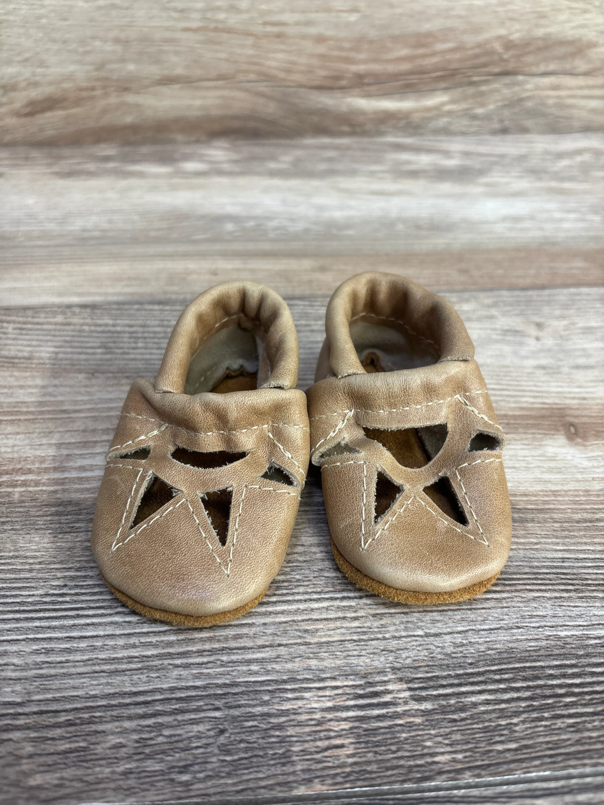 Baby Soft Sole Leather Moccasins Tan sz Newborn - Me n Mommy To Be