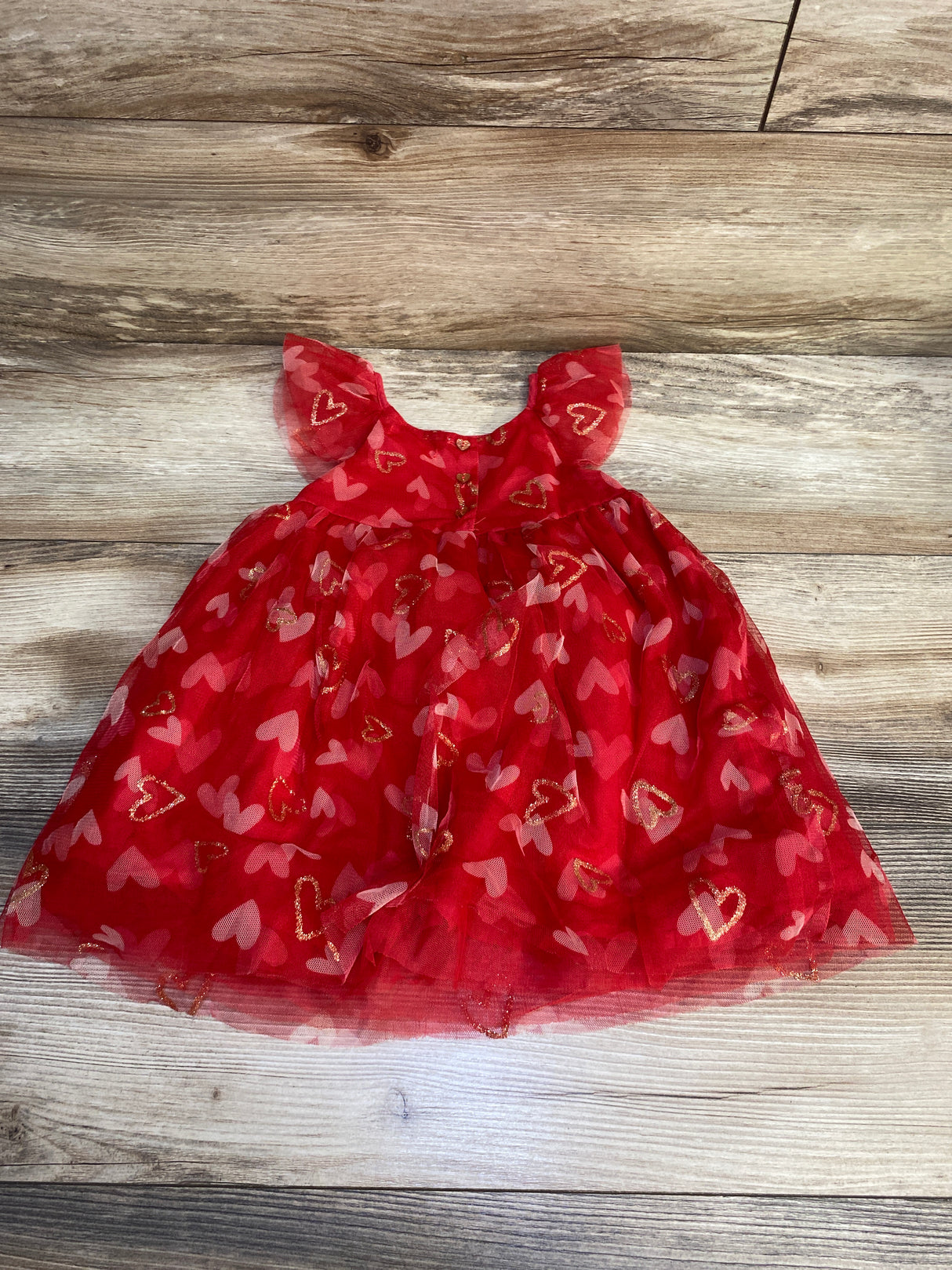 Isaac Mizrahi Tulle Heart Print Dress Red sz 24m