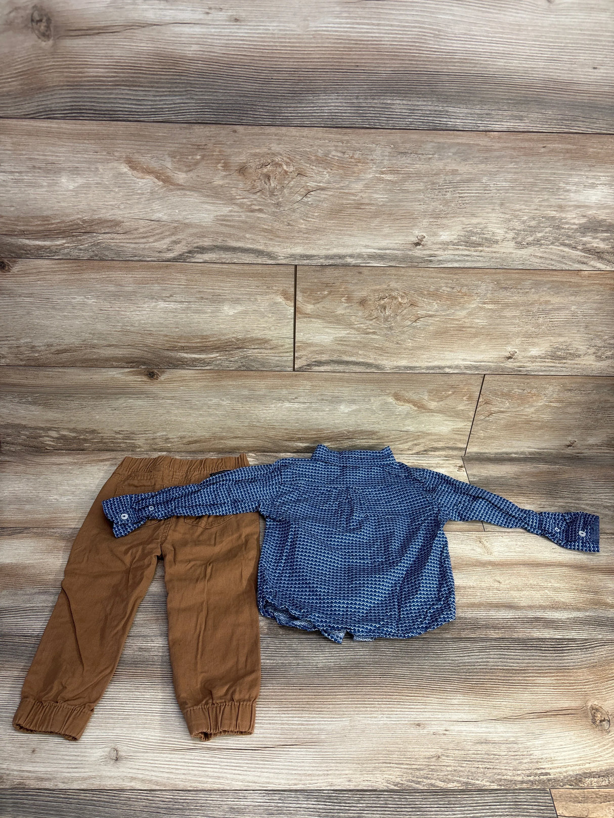 Ben Sherman 2pc Patterned Button Up Shirt & Pants Set Blue sz 24m