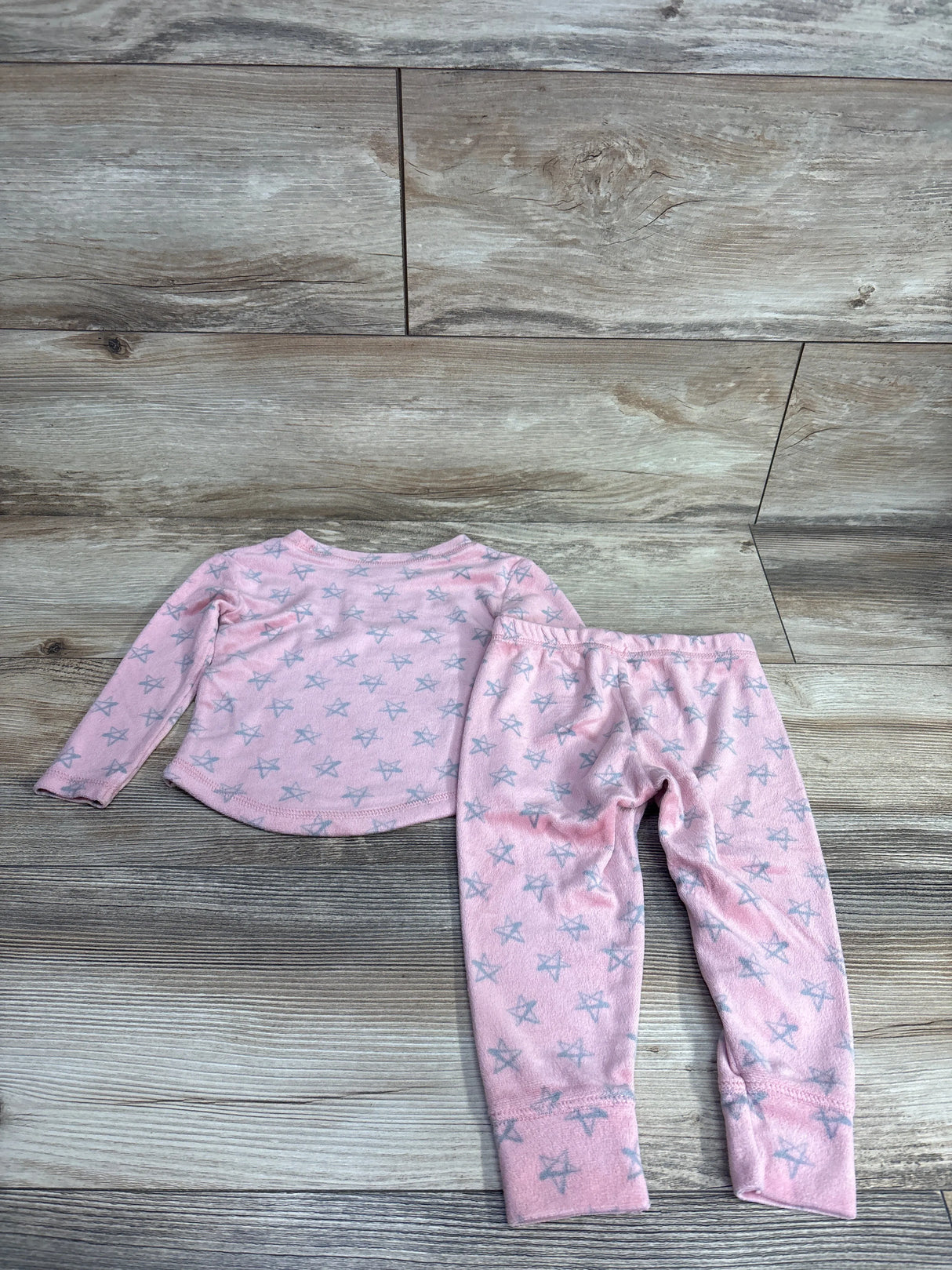 Daisy Fuentes 2pc Velour Star Print Pajama Set Pink sz 18m