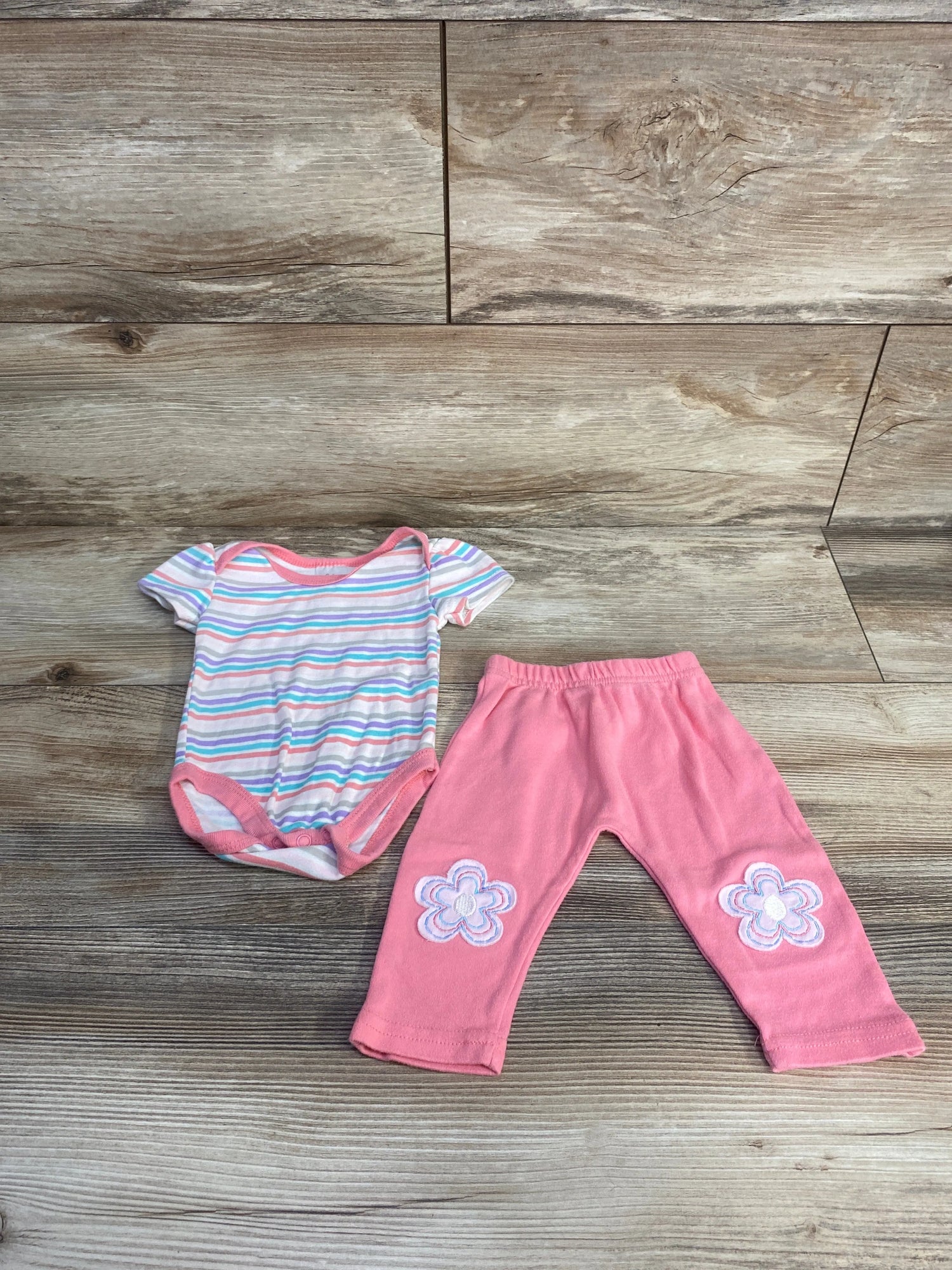 Baby Elements 2pc Striped Bodysuit & Pants Pink sz 0-3m - Me n Mommy To Be