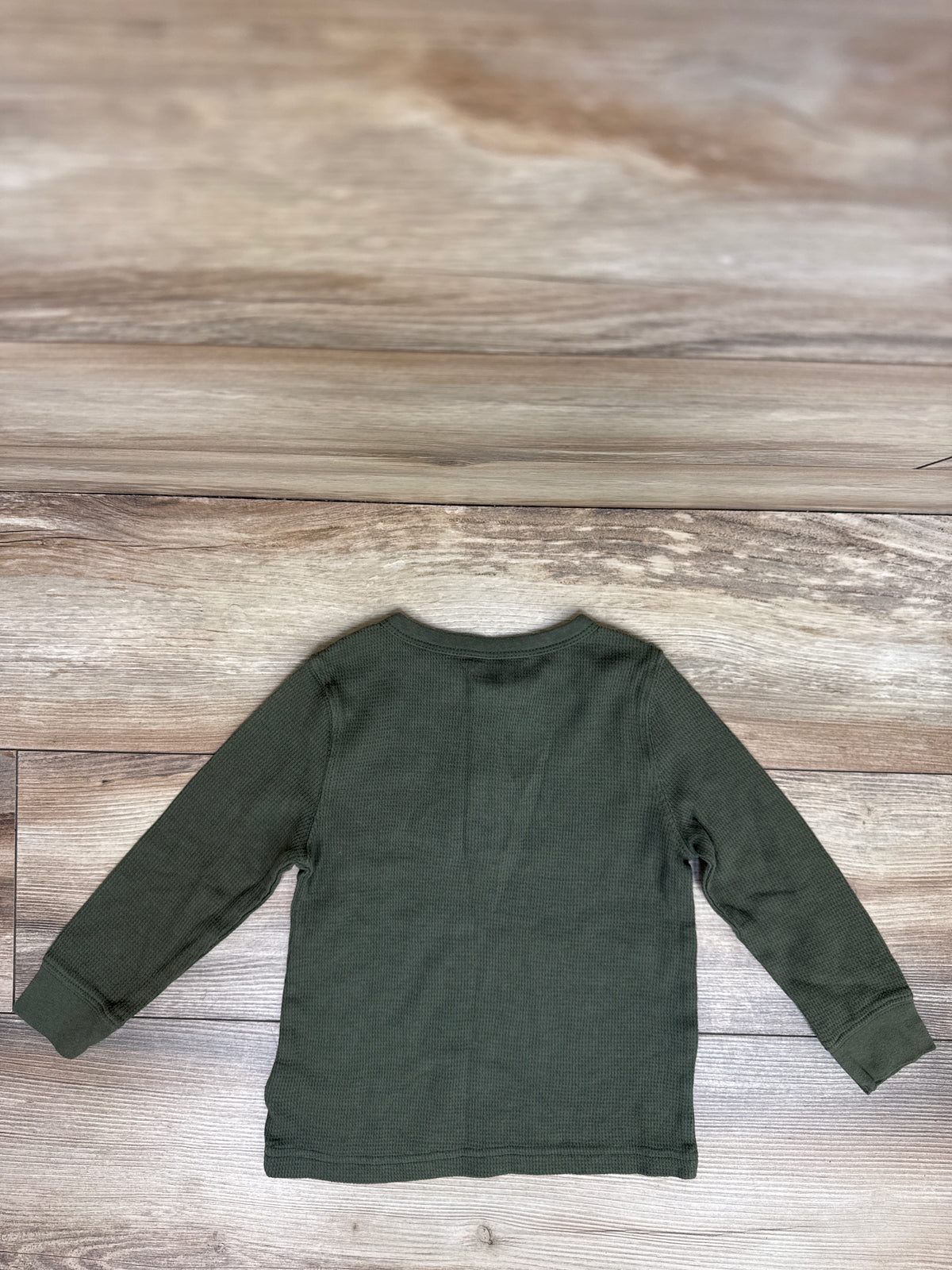 Old Navy Long Sleeve Waffle Knit Henley Shirt Green sz 4T