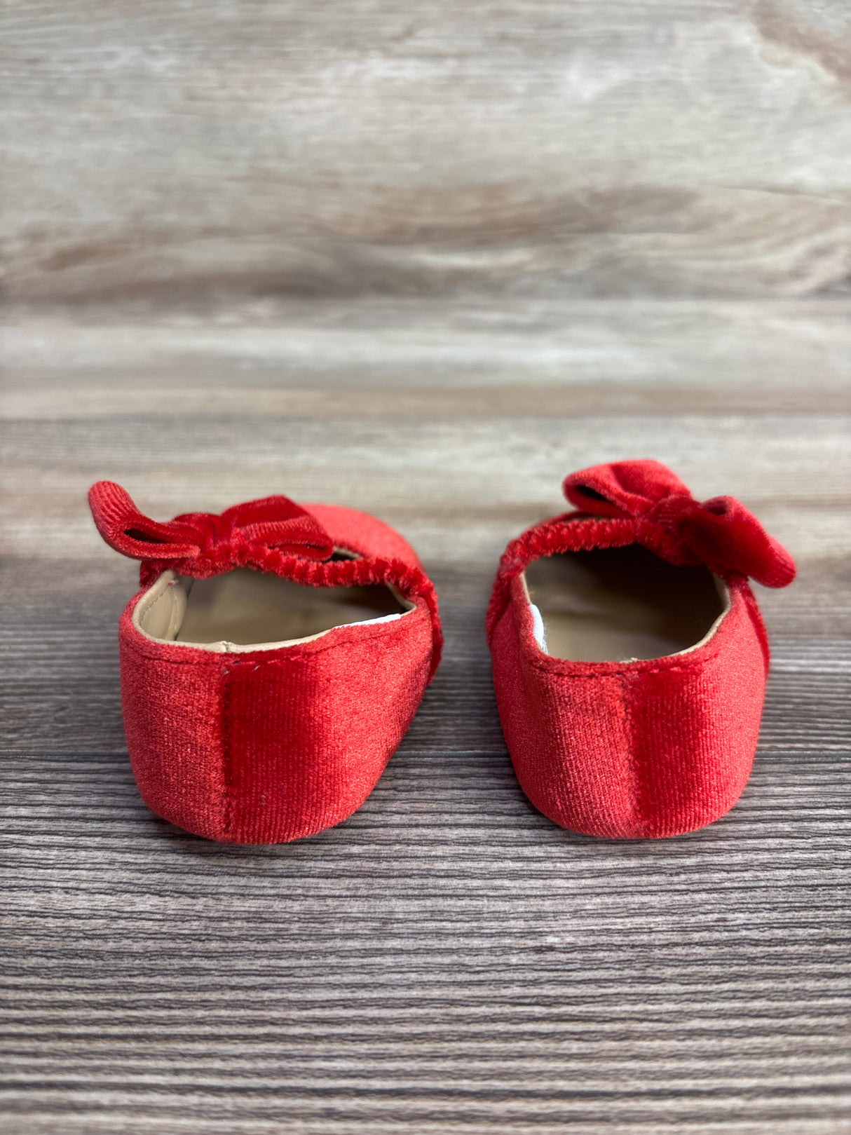 Janie & Jack Velvet Bow Soft Sole Ballet Flats Red sz 2/3c