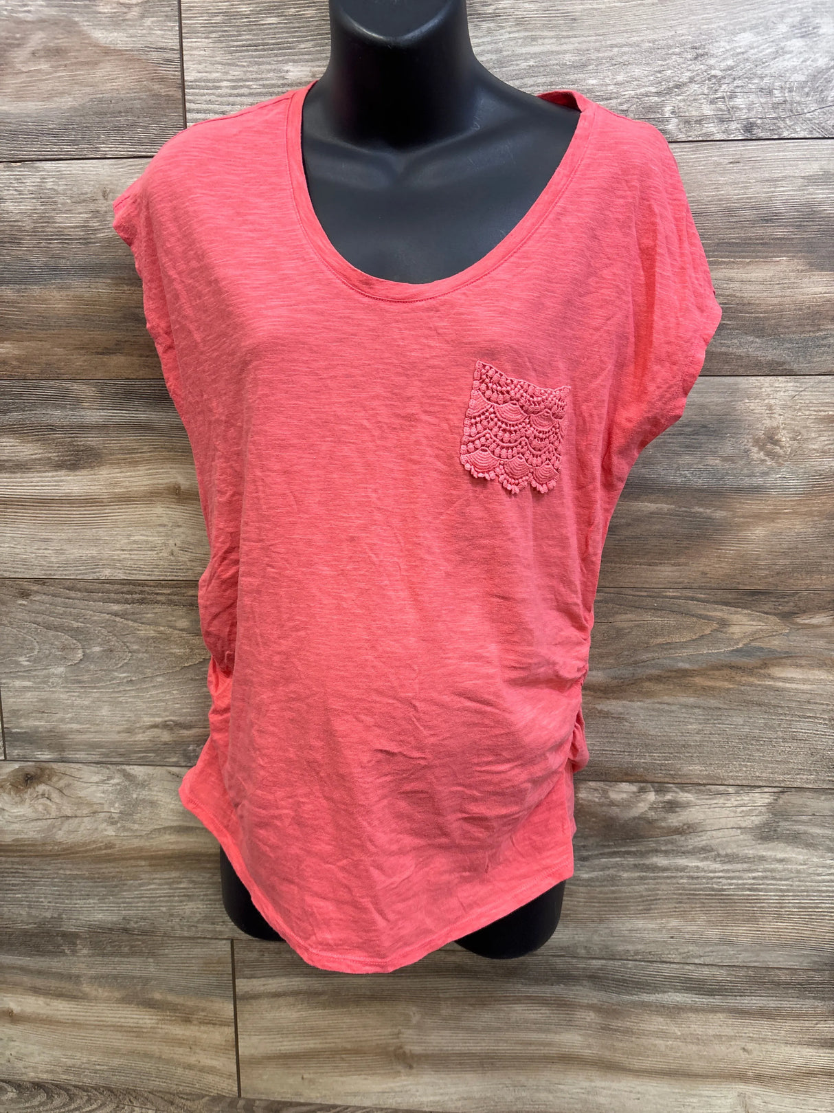 Motherhood Maternity Lace Pocket Shirt Pink sz Medium