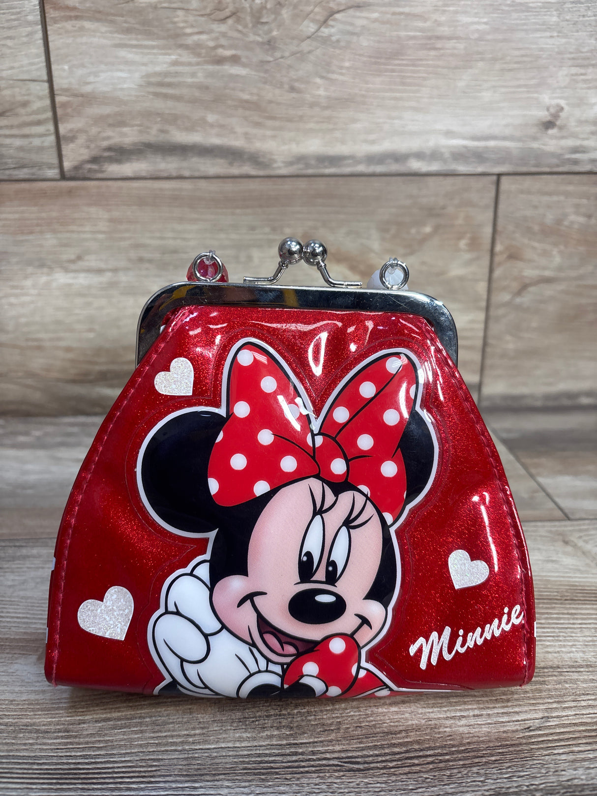 Disney Parks Minnie Mouse Clasp Clutch Purse Red