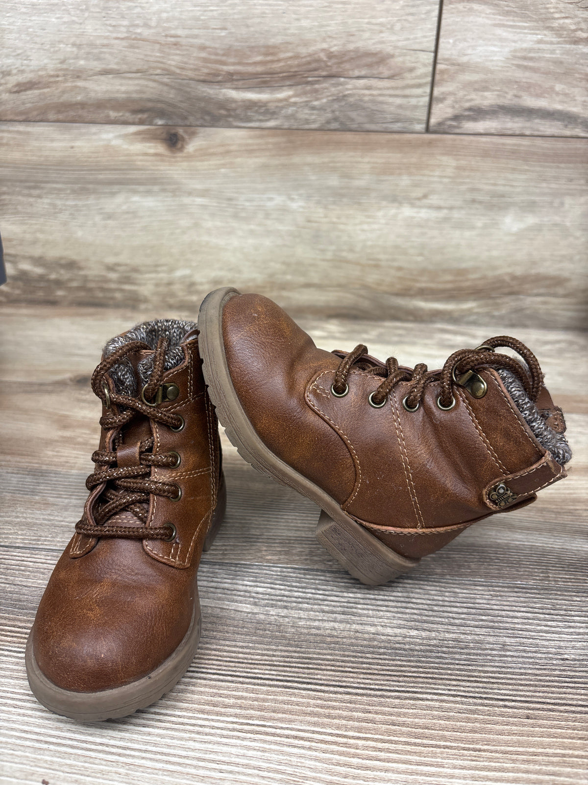 Wonder Nation Sweater Knit Lace-Up Boots Brown sz 7c
