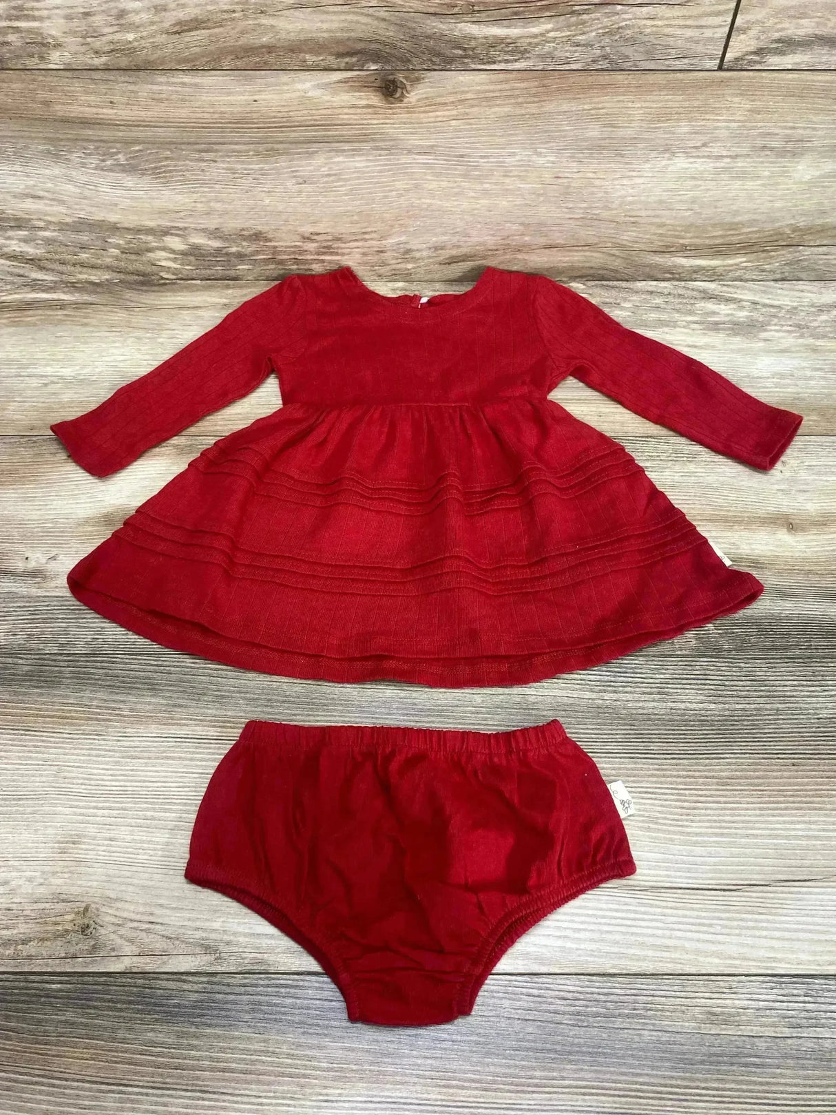 Burt's Bees Baby 2pc Pointelle Dress & Bloomers Red sz 3-6m - Me n Mommy To Be