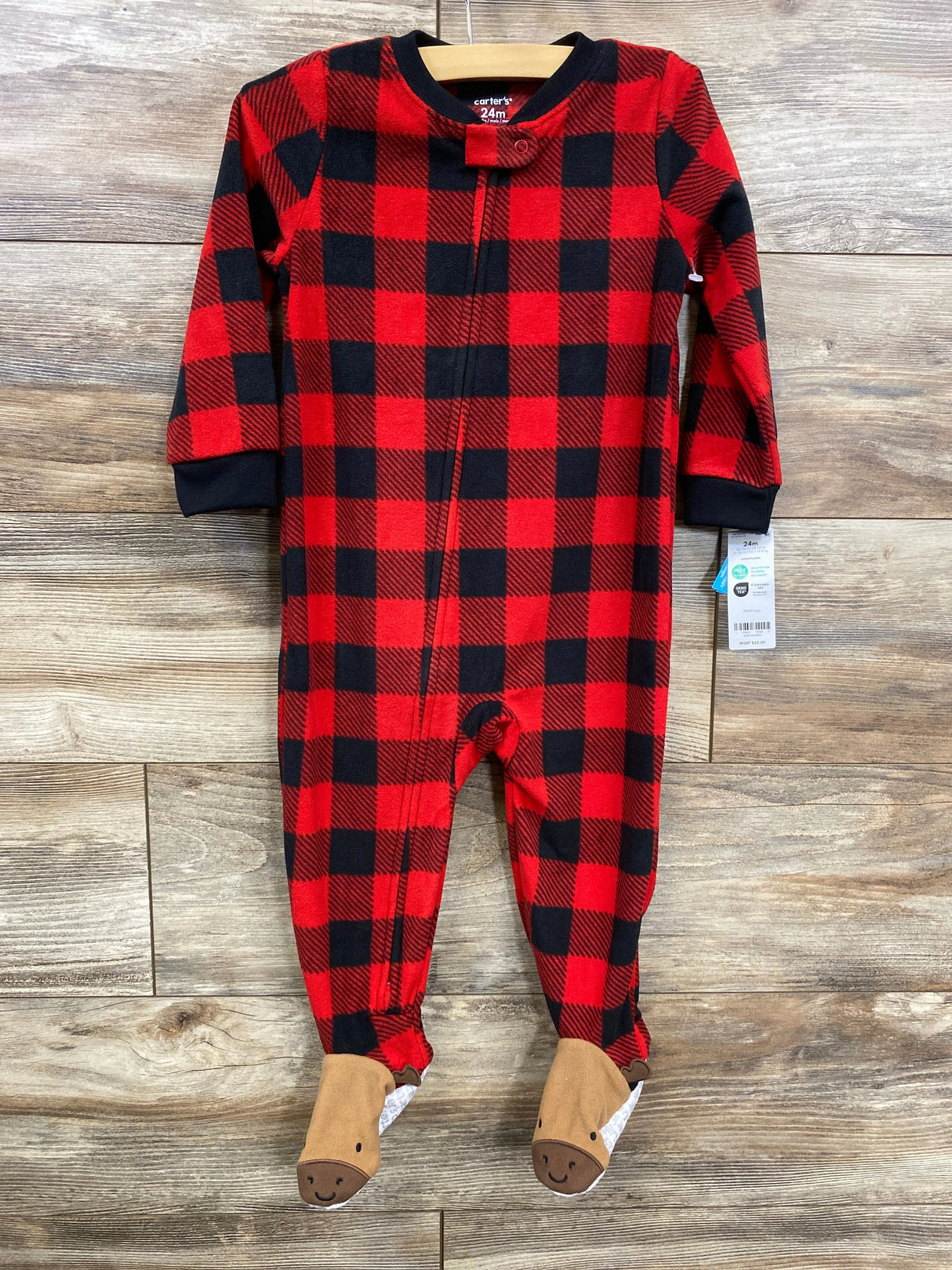 NEW Carter's Buffalo Plaid Blanket Sleeper Red sz 24m