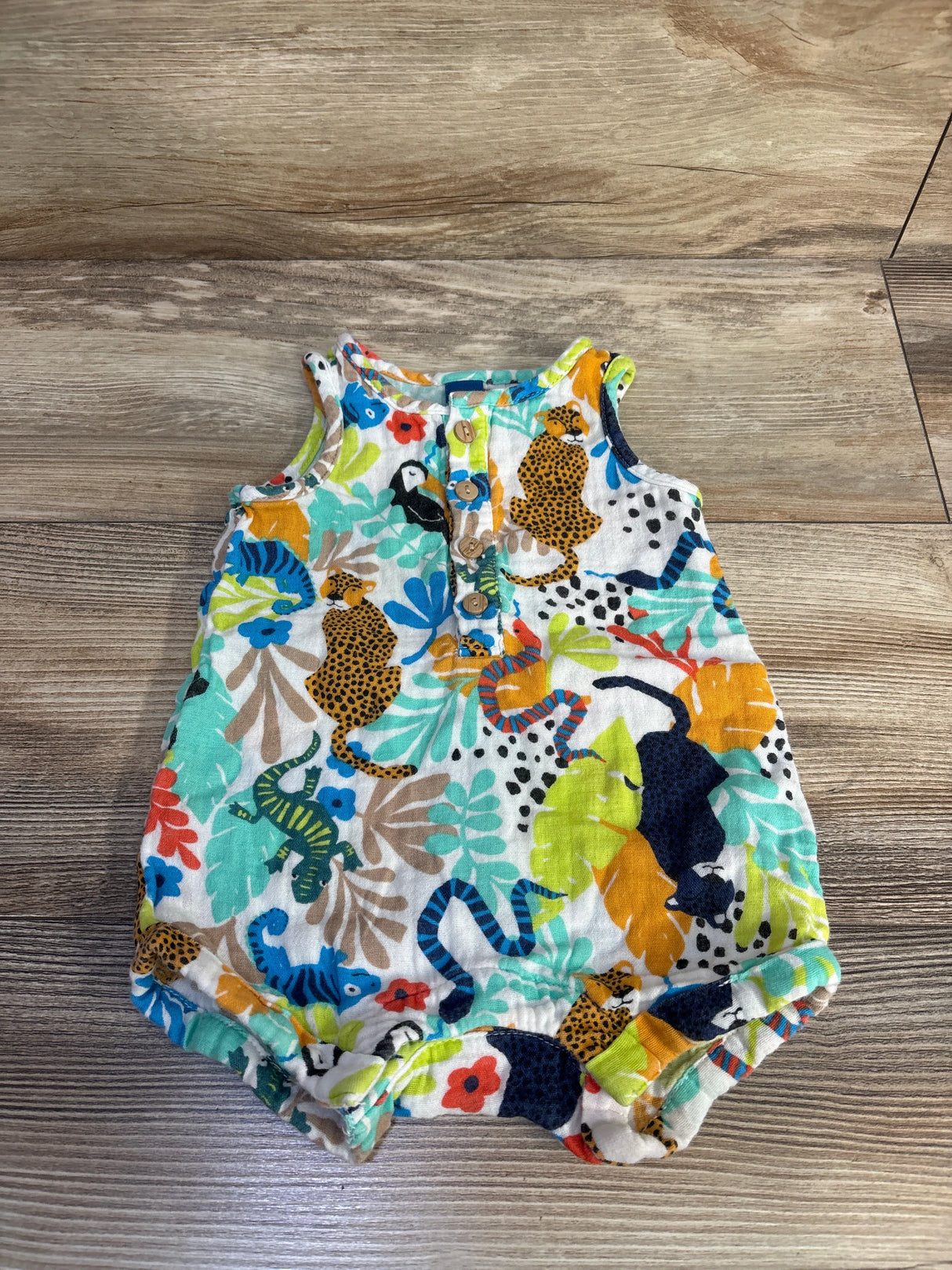 Old Navy Sleeveless Double-Weave Henley Romper White sz 3-6m