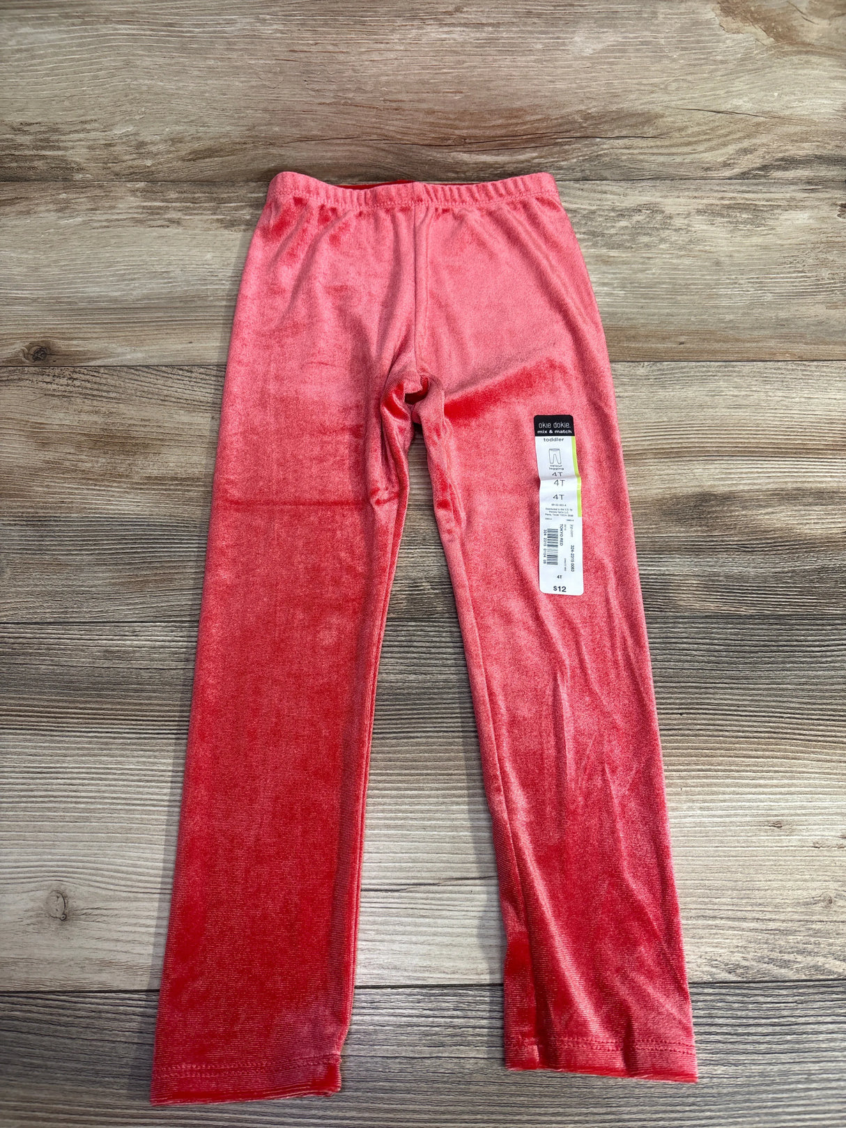 NEW Okie Dokie Crushed Velvet Leggings Red sz 4T