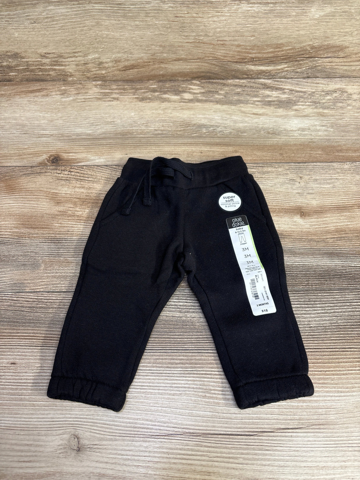 NEW Okie Dokie Drawstring Joggers Black sz 3m