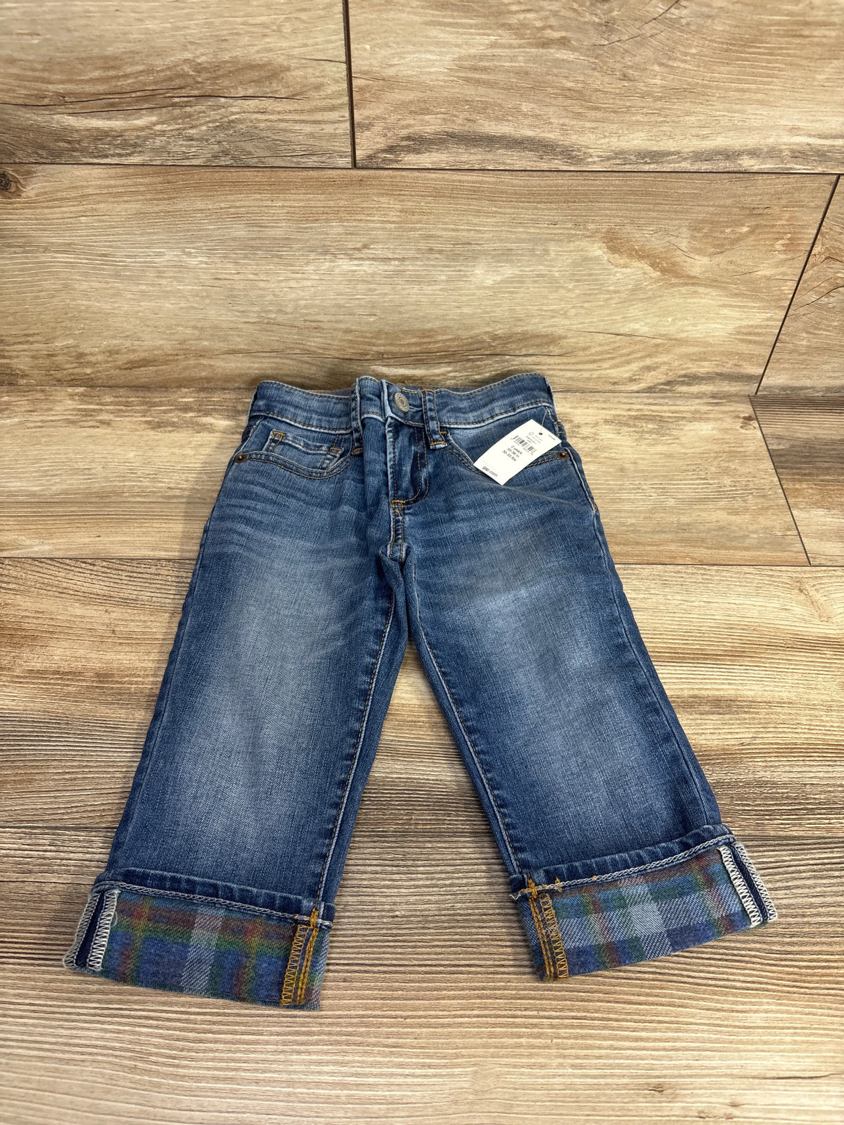 NEW Baby Gap Plaid Lined Denim Jeans Blue sz 2T