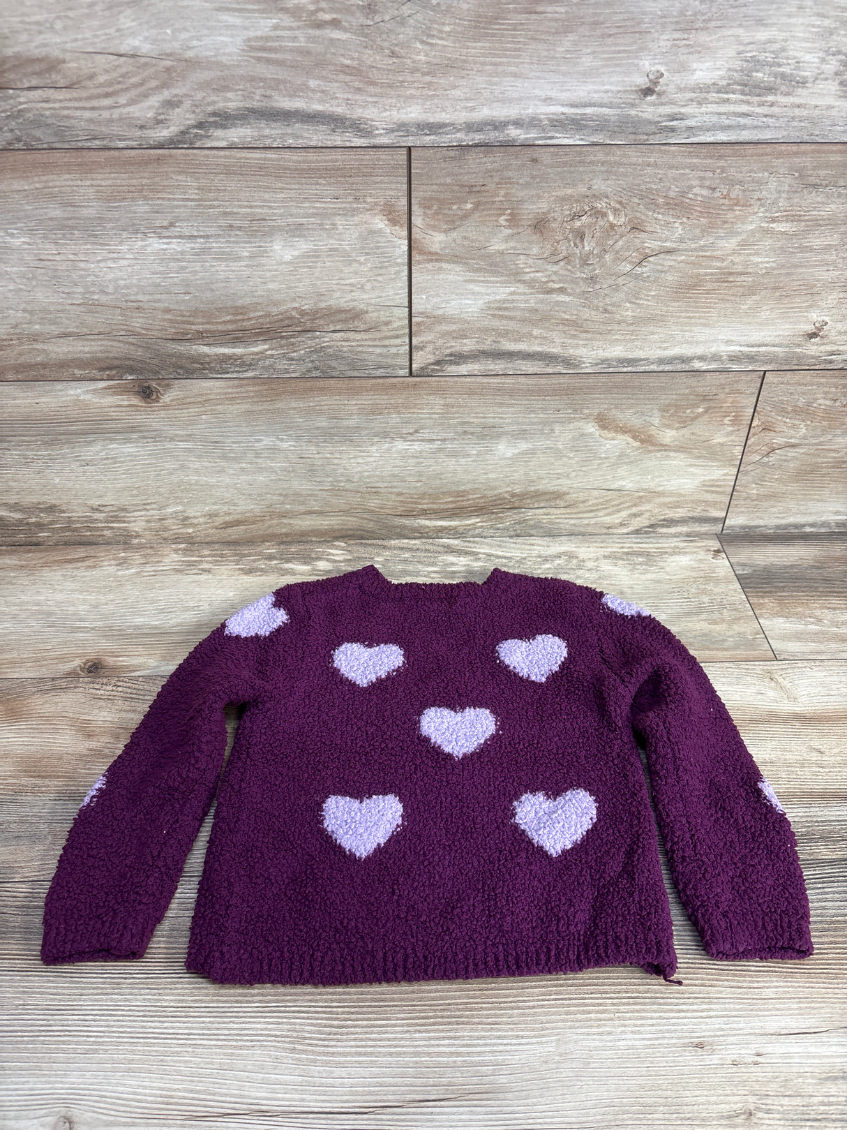 Petite BonBon Textured Sherpa Heart Sweatshirt Purple sz 5T