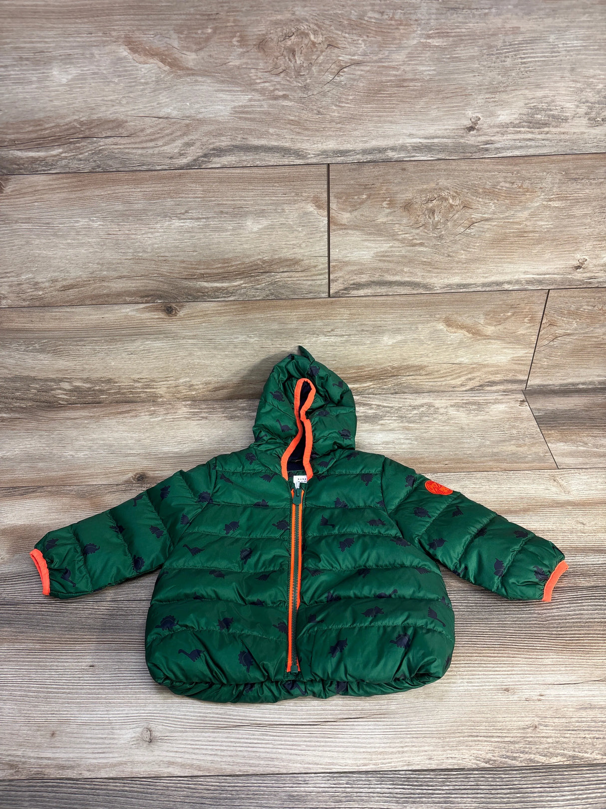 Baby Gap Dinosaur Print Puffer Jacket Green sz 12-18m