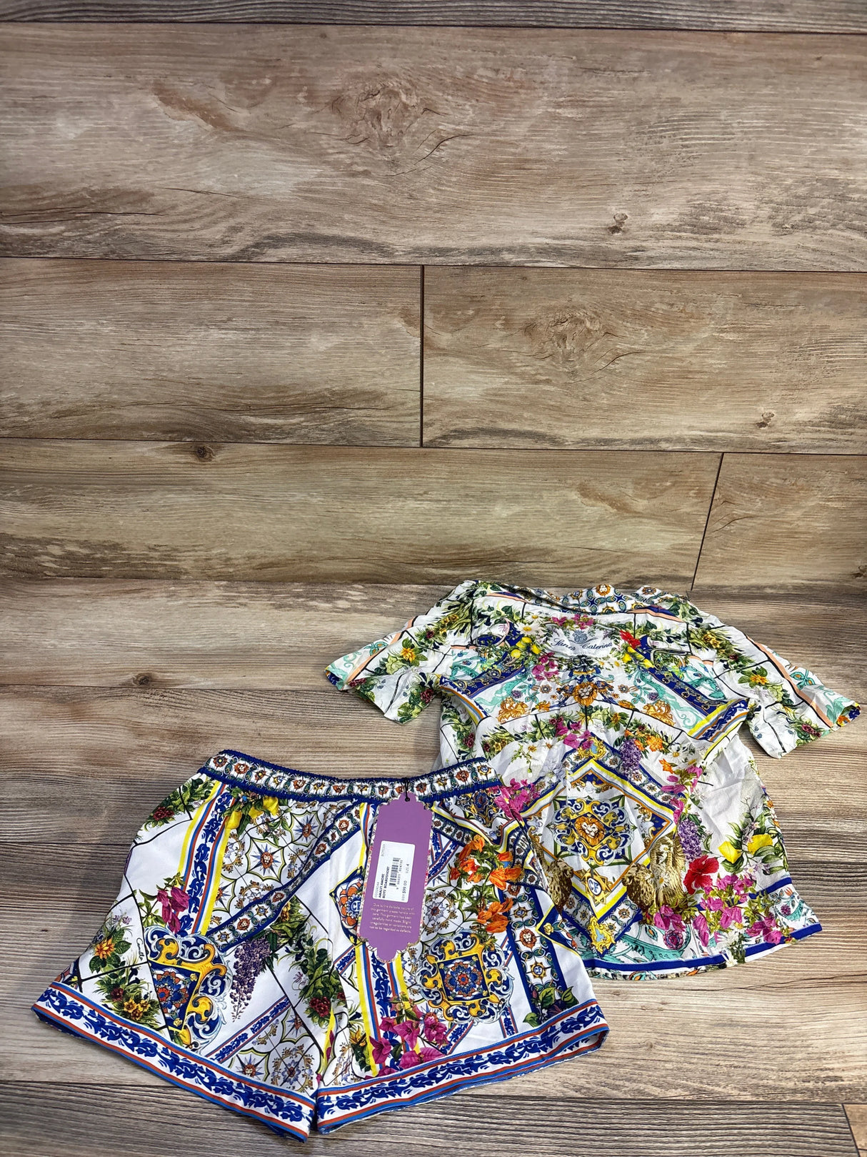 NEW Milla by Camilla 2pc Amalfi Amore Button-Up Shirt & Board Shorts White sz 4T