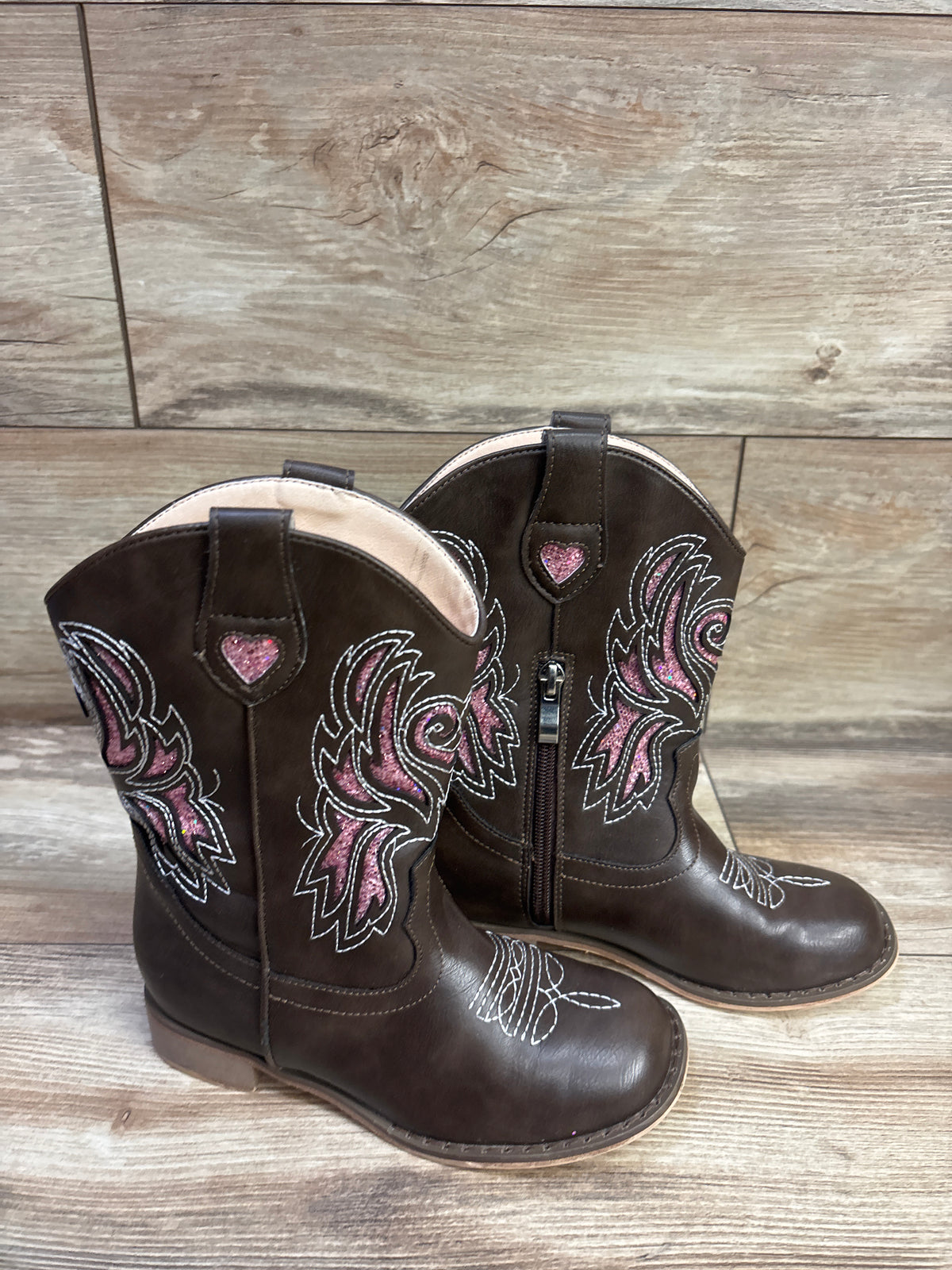 Motasha Square Toe Glitter Cowgirl Boots Brown sz 13c