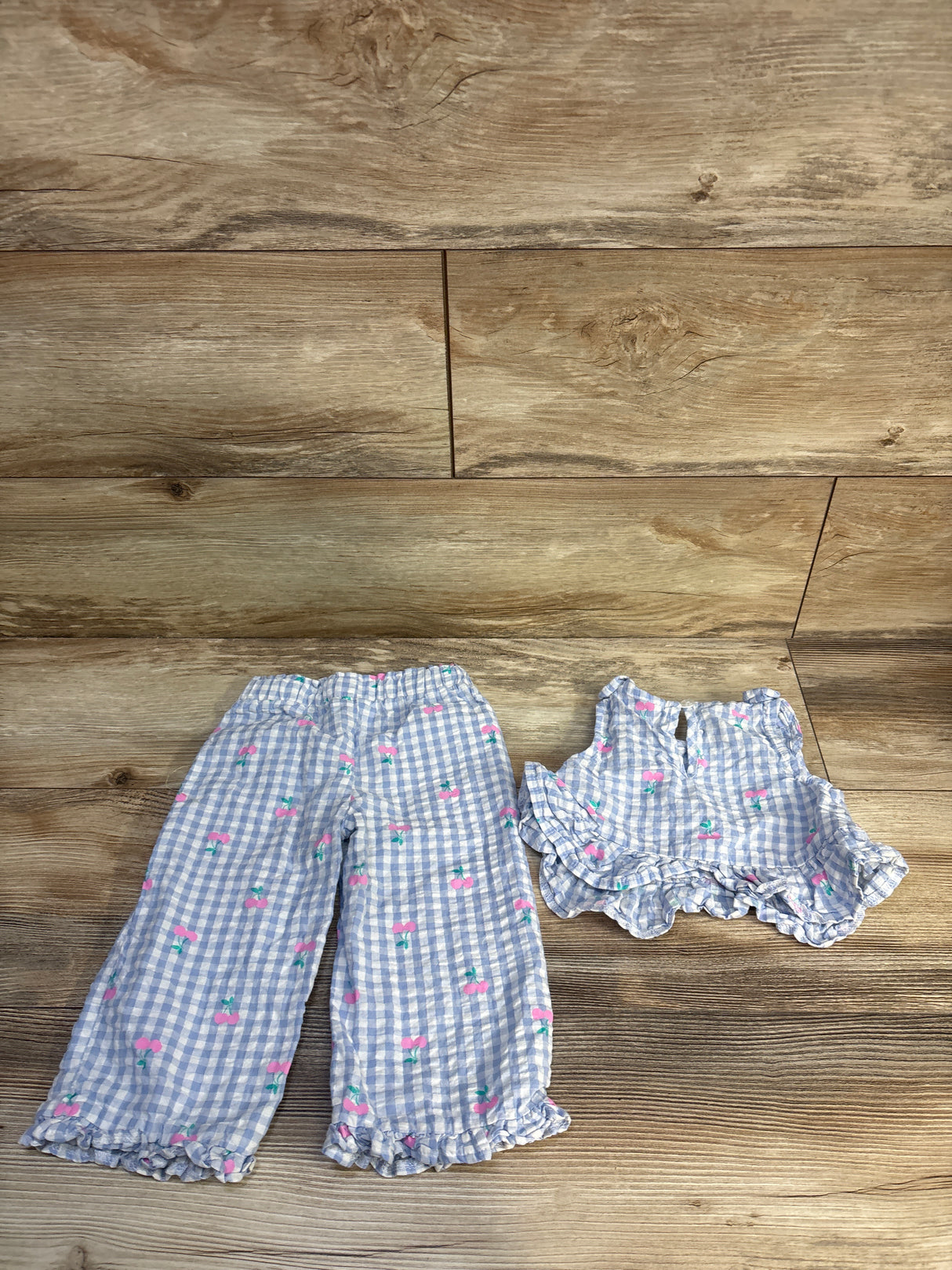 Little Lass 2pc Seersucker Tank Top & Pants Set Blue sz 12m