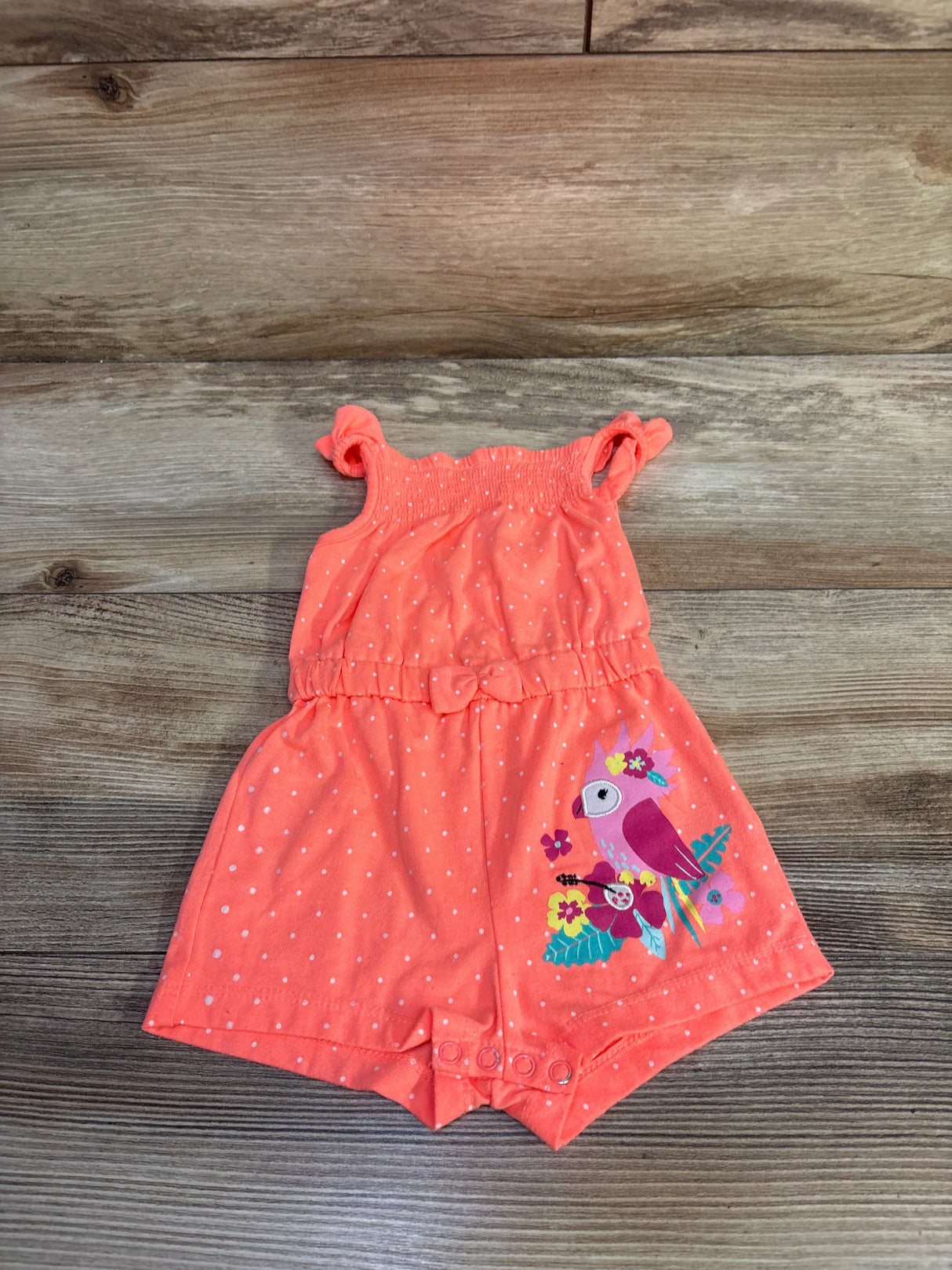 Polka Dot Shortie Romper Coral sz 3-6m