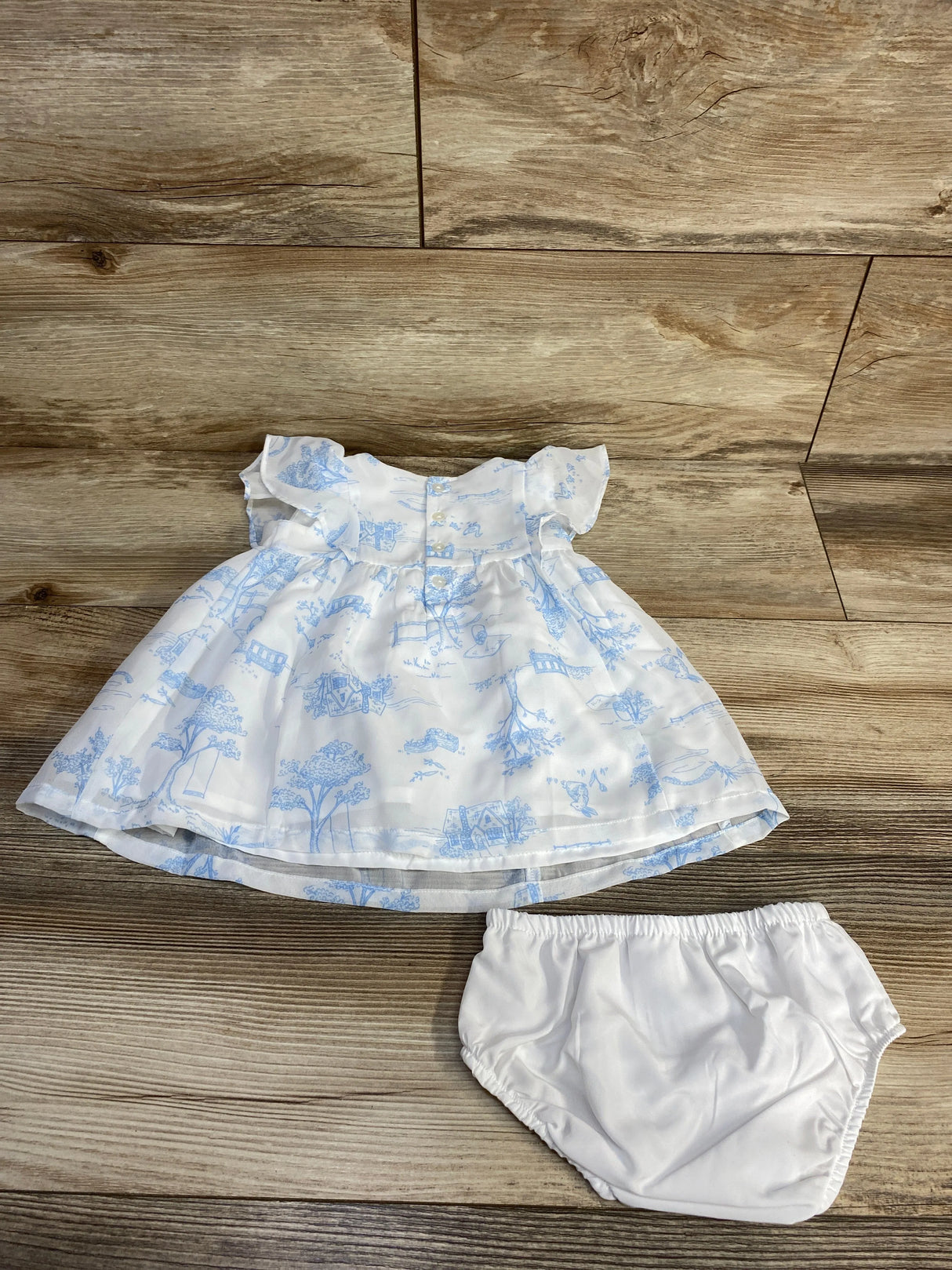 Carter's Toile Print Crepe Dress & Bloomers White sz 6m - Me n Mommy To Be