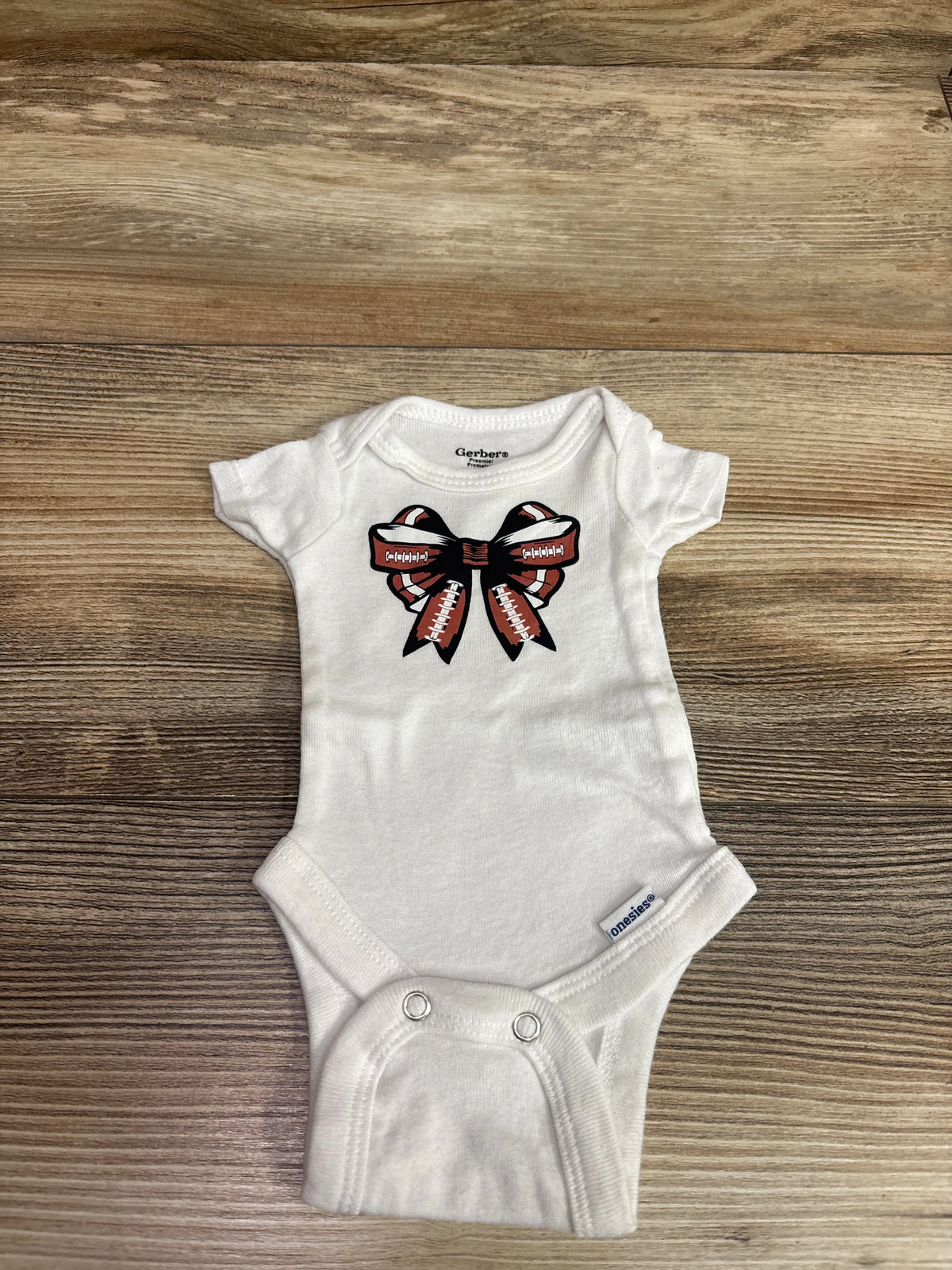 Gerber Football Bodysuit White sz Preemie