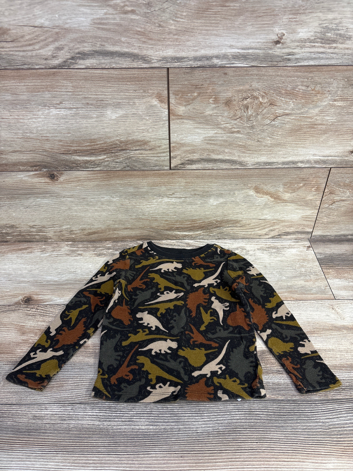Old Navy Thermal Long Sleeve Dinosaur Shirt Green sz 4T