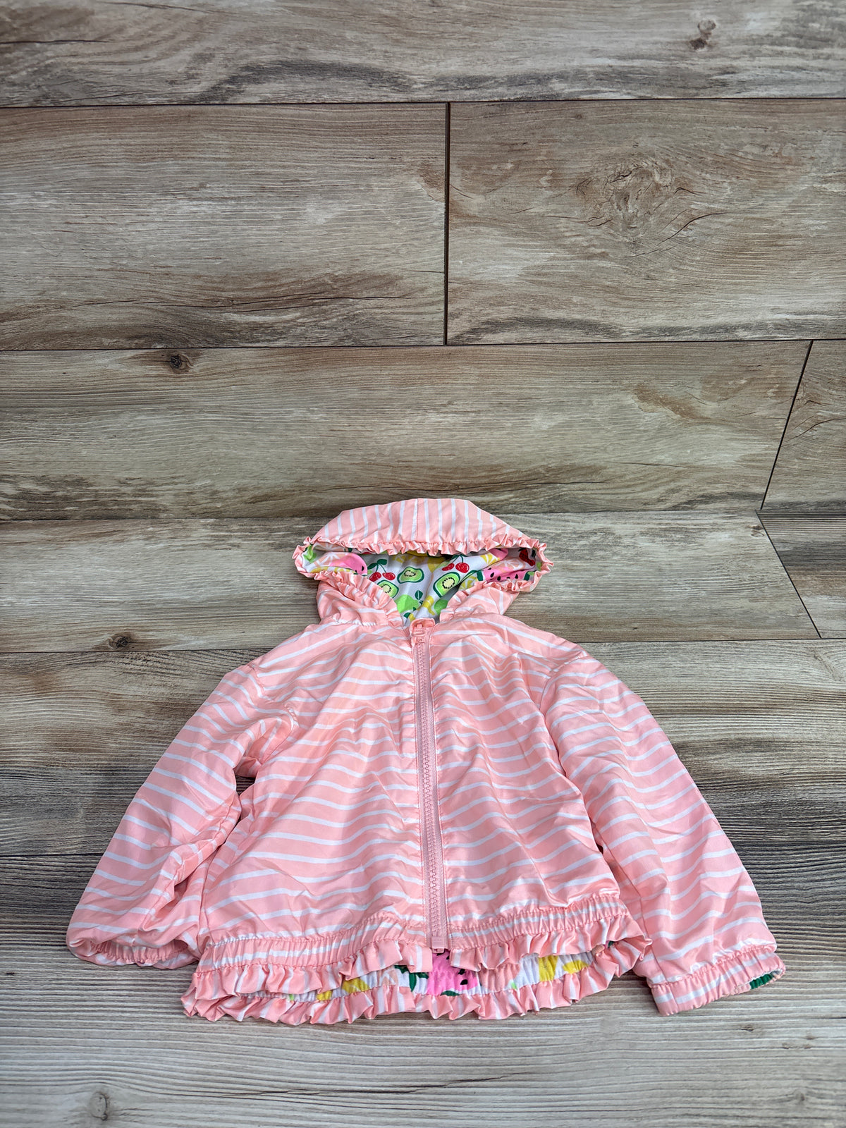 Reversible Fruit Print/Waterproof Jacket White sz 3T