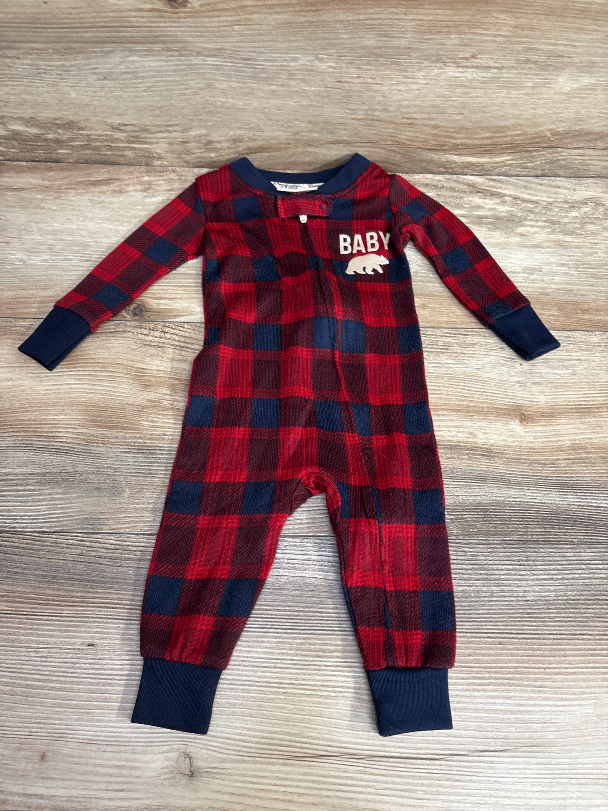 Dearfoams Plaid Bear Sleeper Red sz 6-9m
