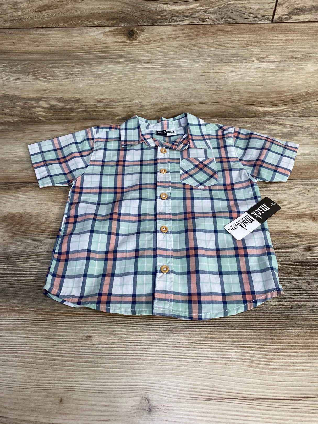 NEW Mick Mack Plaid Button Up Shirt Mint sz 24m - Me n Mommy To Be