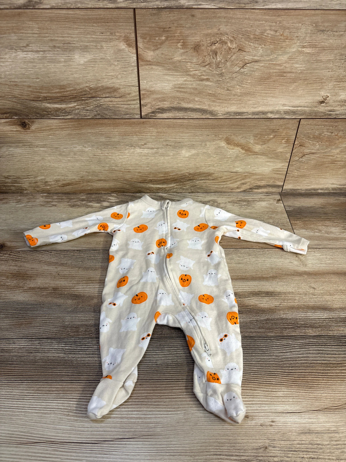 Old Navy Pumkpin & Ghost Print Sleeper Beige sz 0-3m