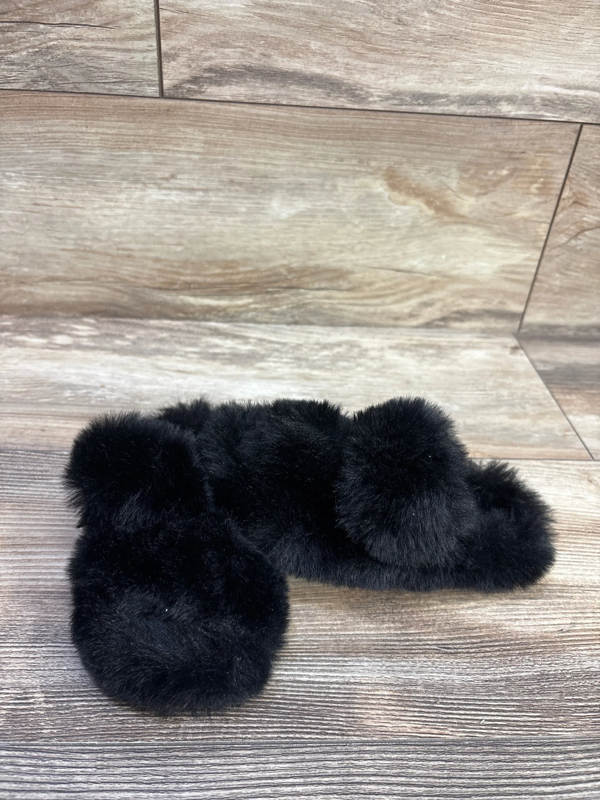 Plush Slide Slippers Black sz 9c