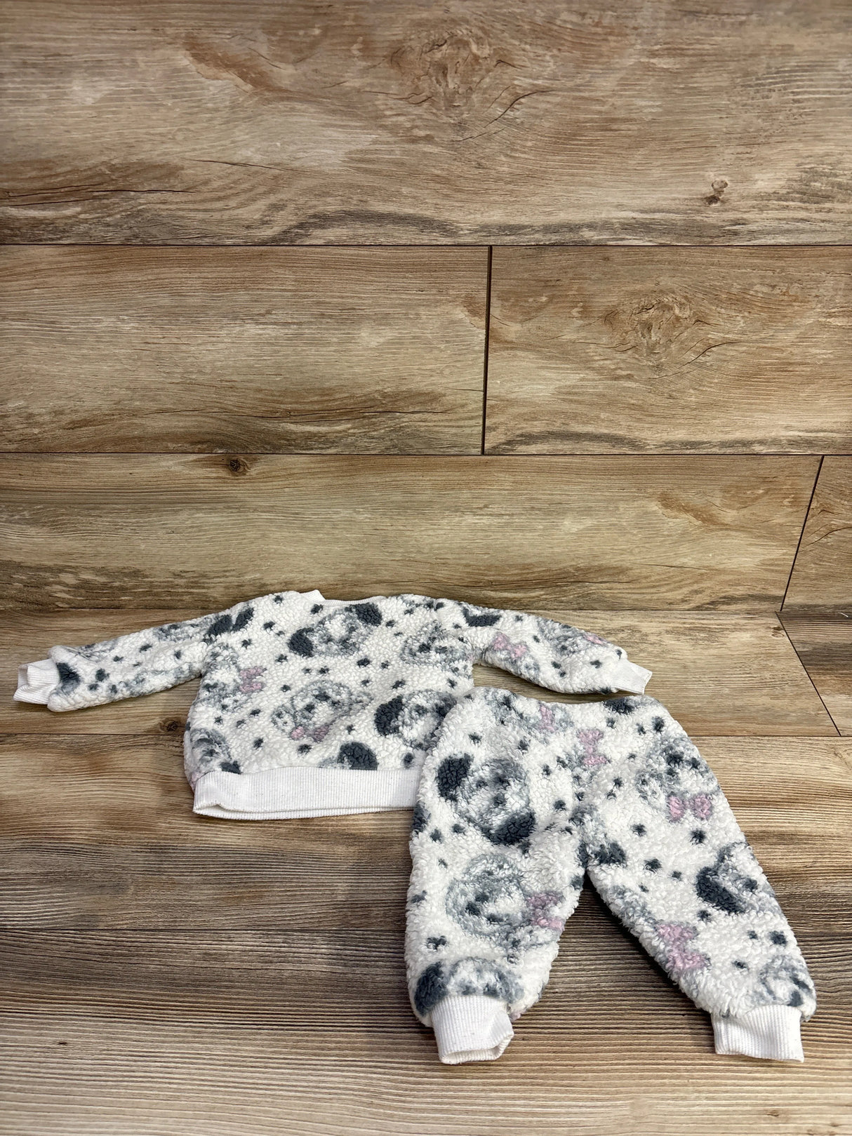 Disney Baby 2pc 101 Dalmatians Sherpa Sweatshirt Set White sz 0-3m
