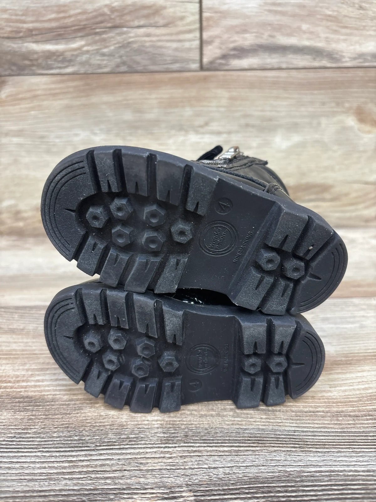 Wonder Nation Leather Combat Boots Black sz 4c