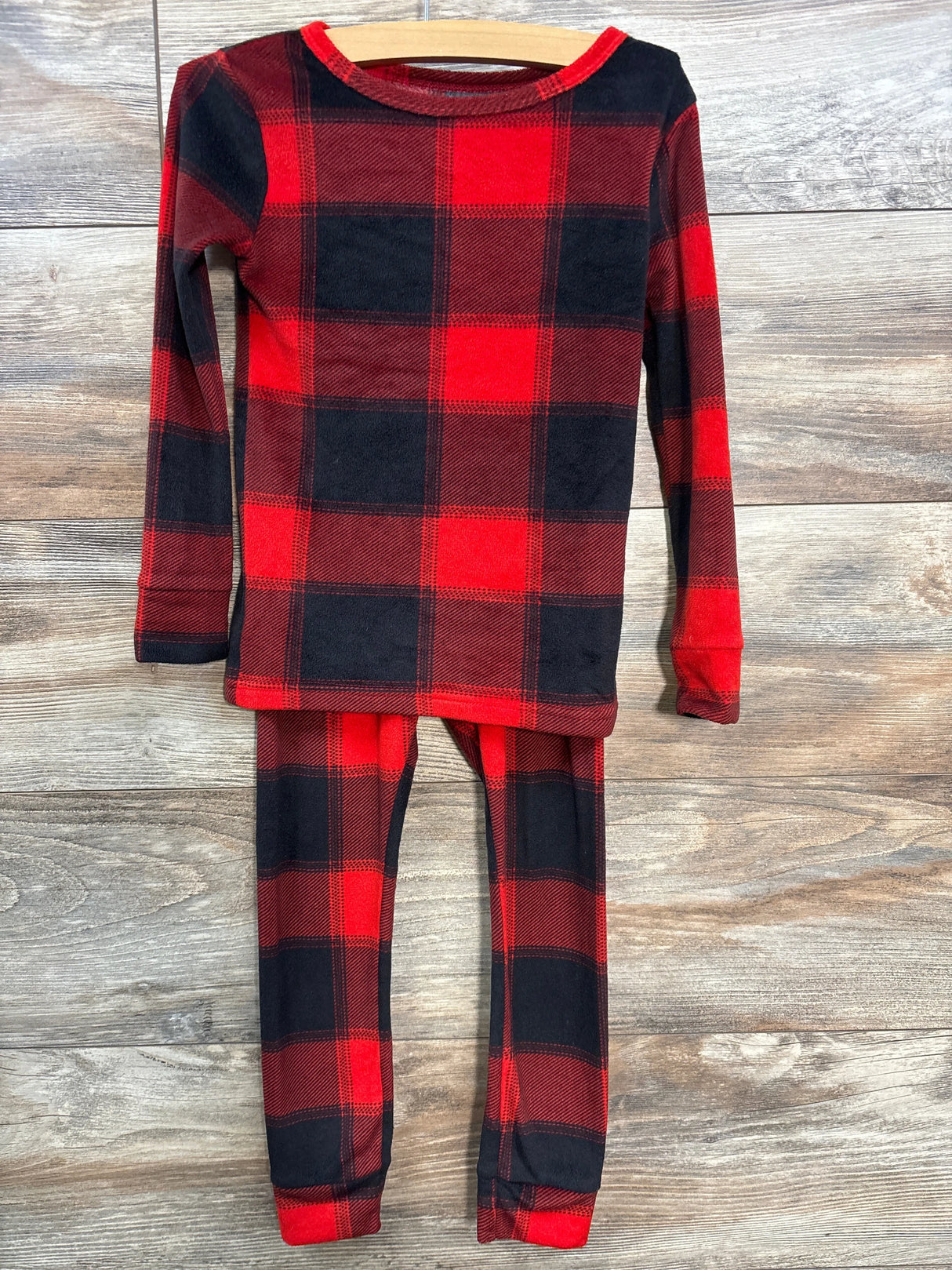 Cat & Jack 2pc Velour Buffalo Plaid Pajama Set Red sz 5T