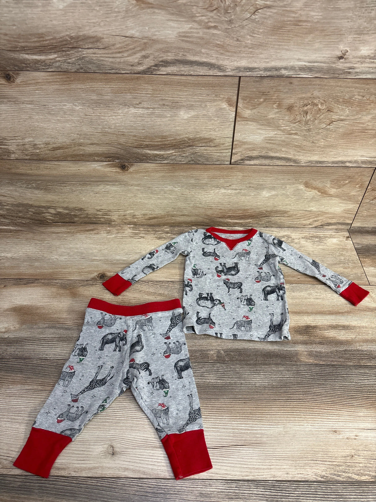Wonder Shop 2pc Christmas Animal Pajama Set Grey sz 12m