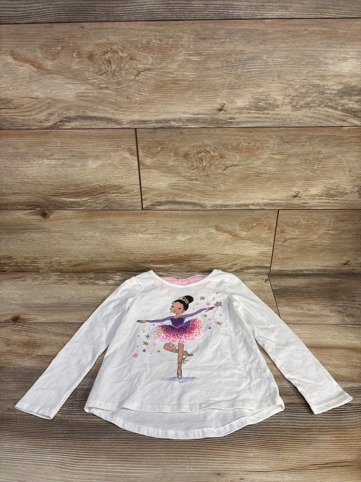 Cynthia Rowley Long Sleeve Sequin Ballerina Shirt White sz 4T