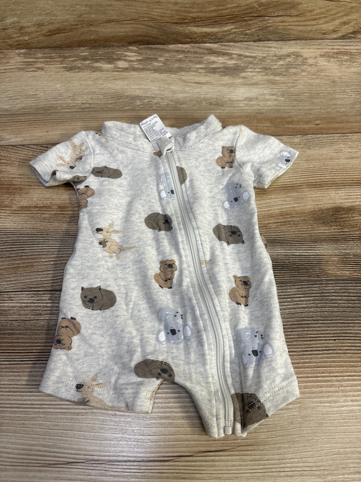 Baby Berry Zipper Shortie Romper Grey sz 0-3m