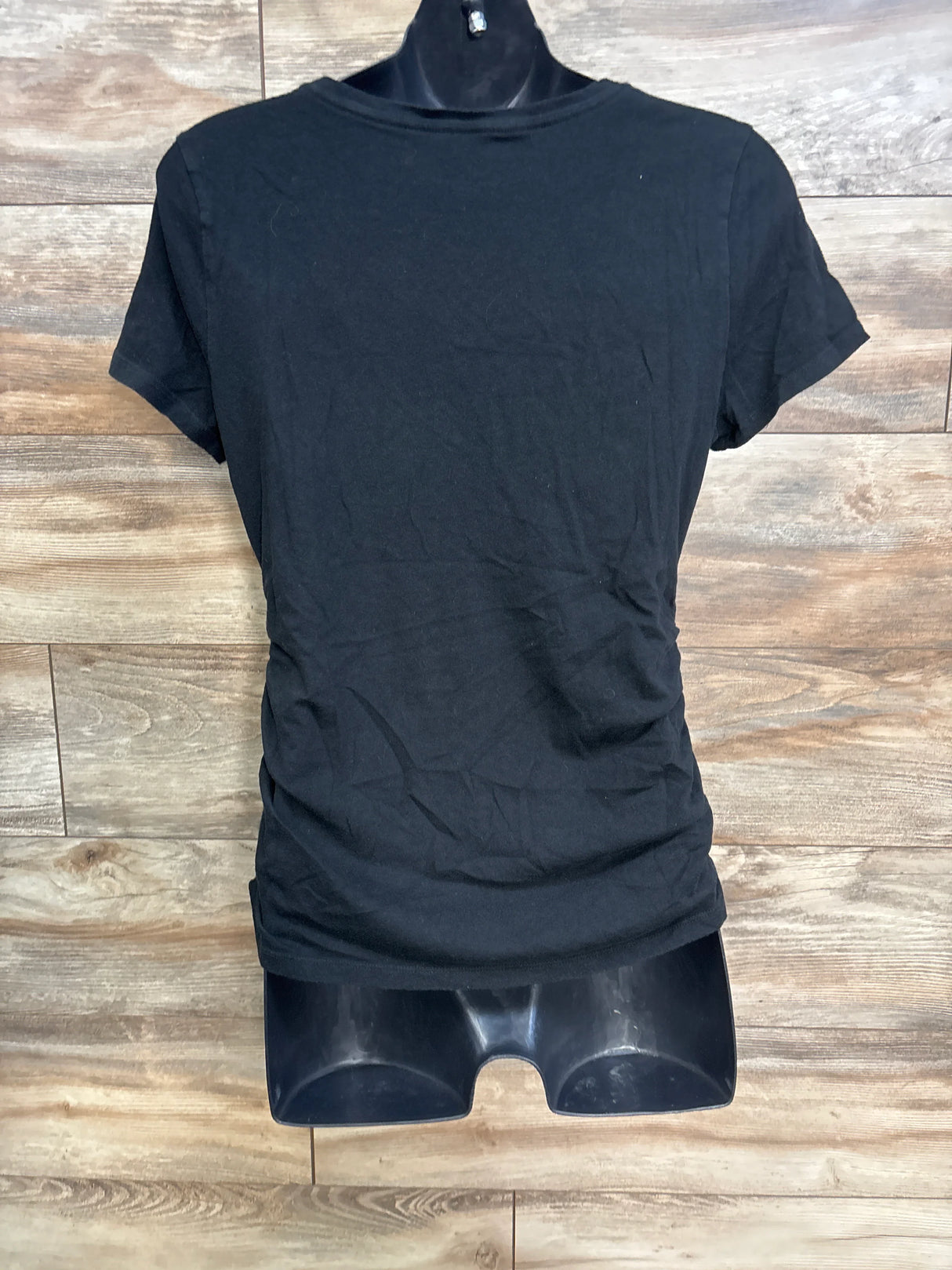 Isabel Maternity Ruched V-Neck Shirt Black sz Medium