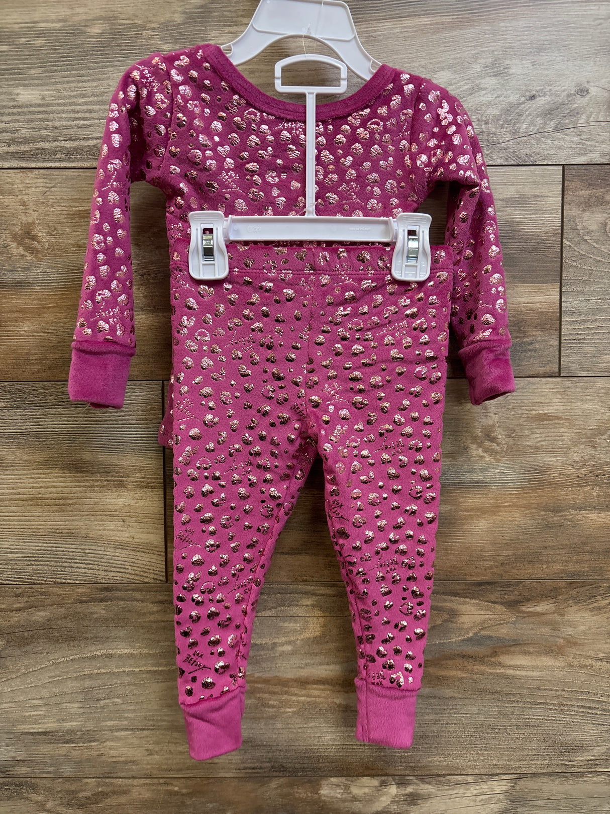NWOT Betsey Johnson 2pc Leopard Velour Pajama Set Pink sz 2T