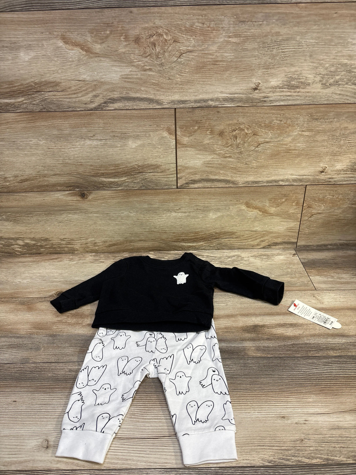 NEW Cat & Jack 2Pc Ghost Sweatshirt & Jogger Set Black sz 3-6m